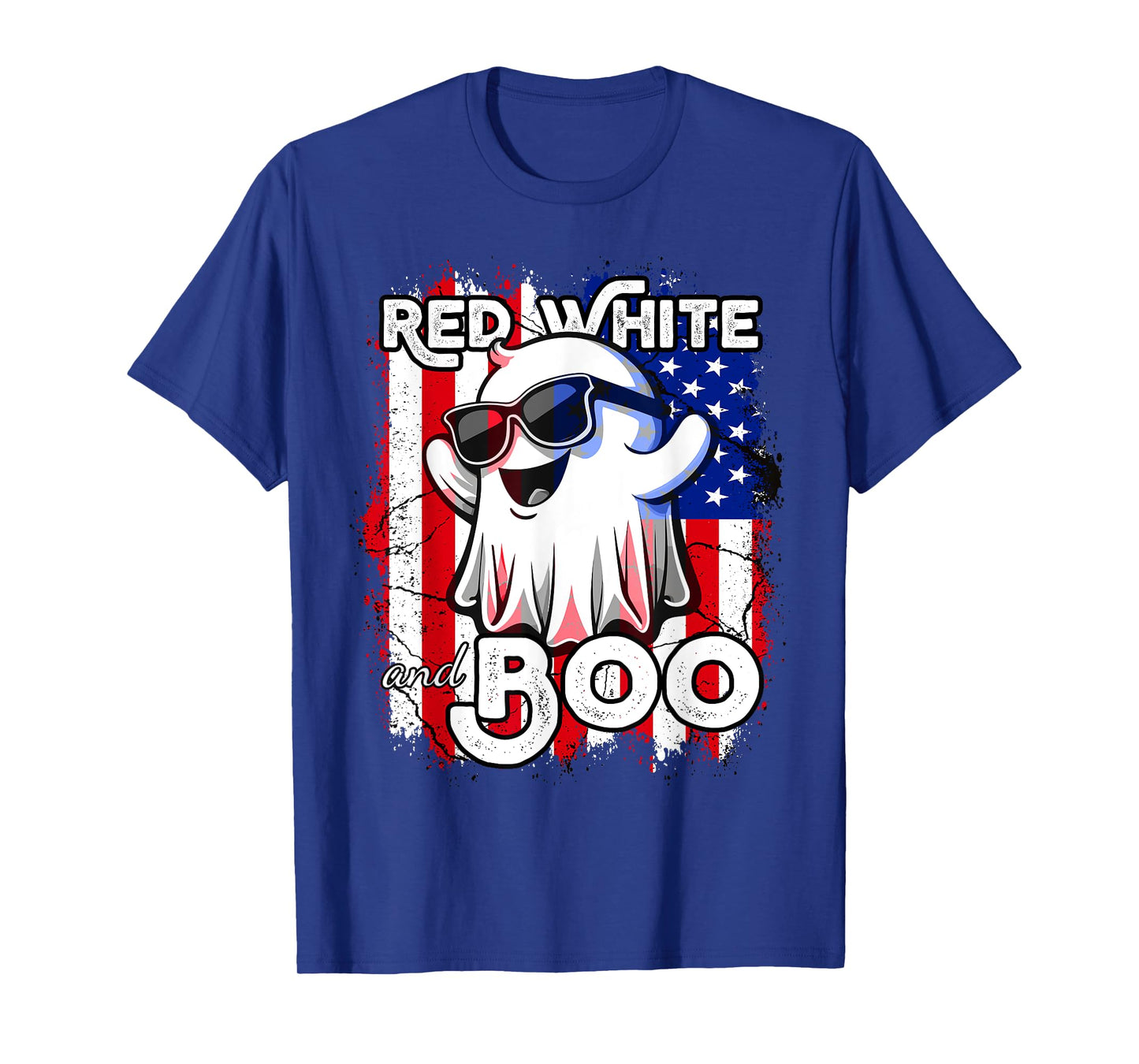 Red White and Boo Ghost Patriotic American Halloween T-Shirt