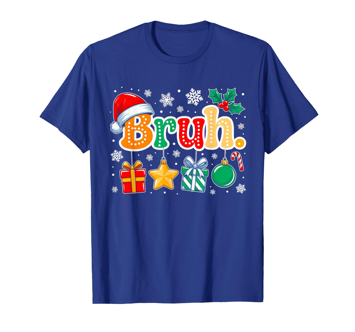 Bruh Funny Christmas Groovy Teens Boys Kids Xmas Pajamas T-Shirt