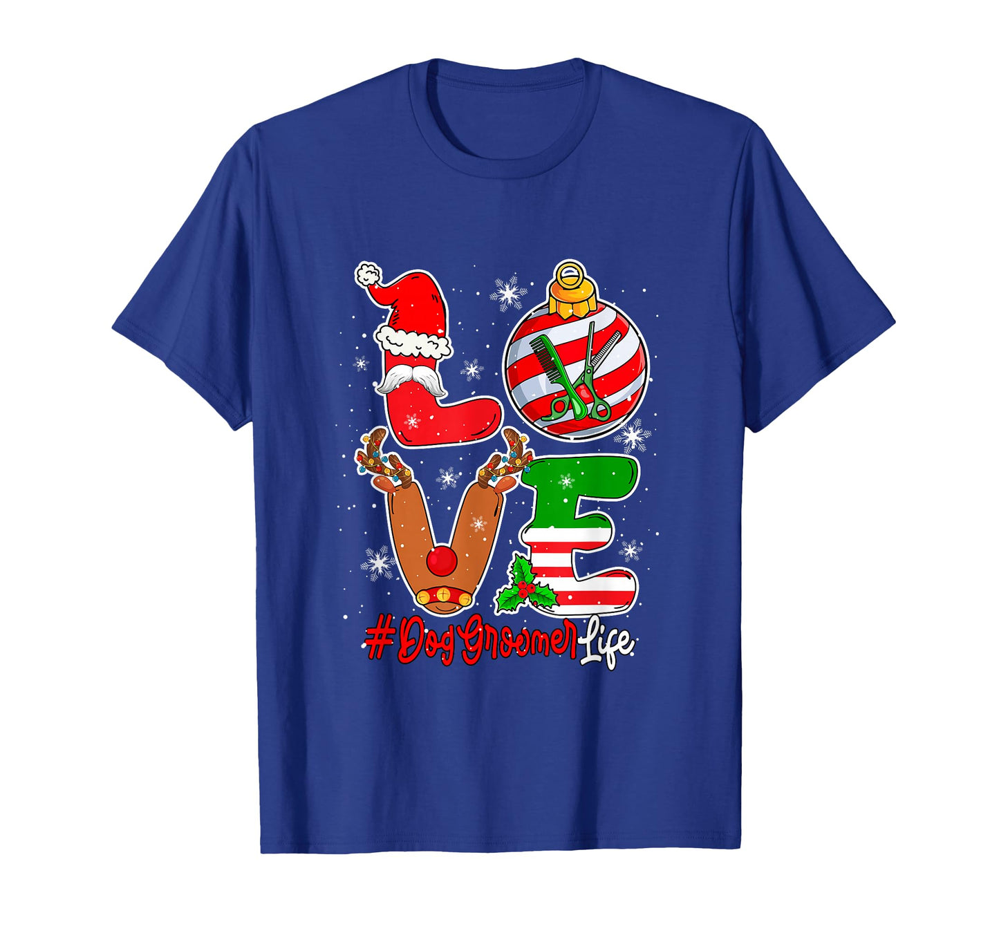 Love Dog Groomer Christmas Santa Reindeer Costume Job Team T-Shirt