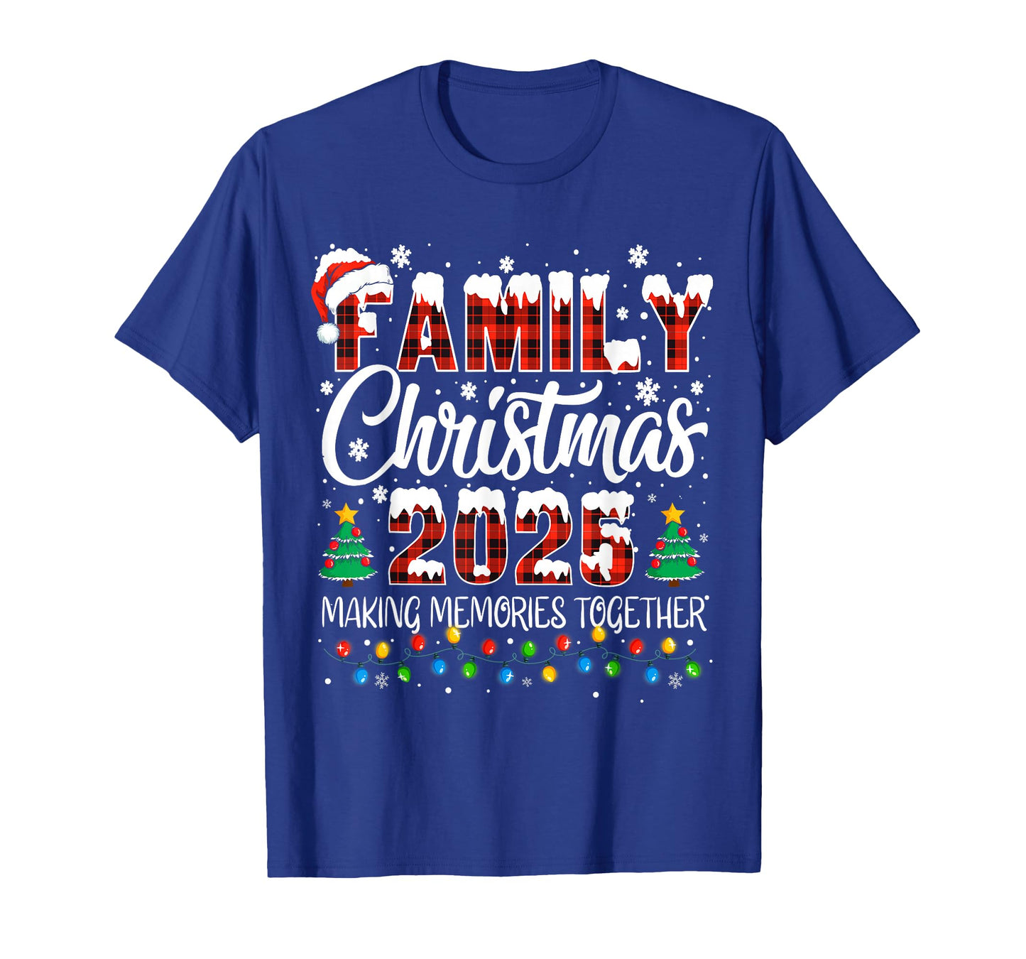 Family Christmas 2025 Matching Squad Santa Red Plaid Xmas T-Shirt