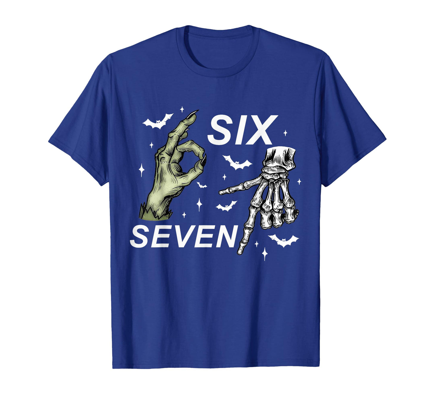 Six Seven 6 7 Meme Funny Witch Skeleton Hands Halloween T-Shirt