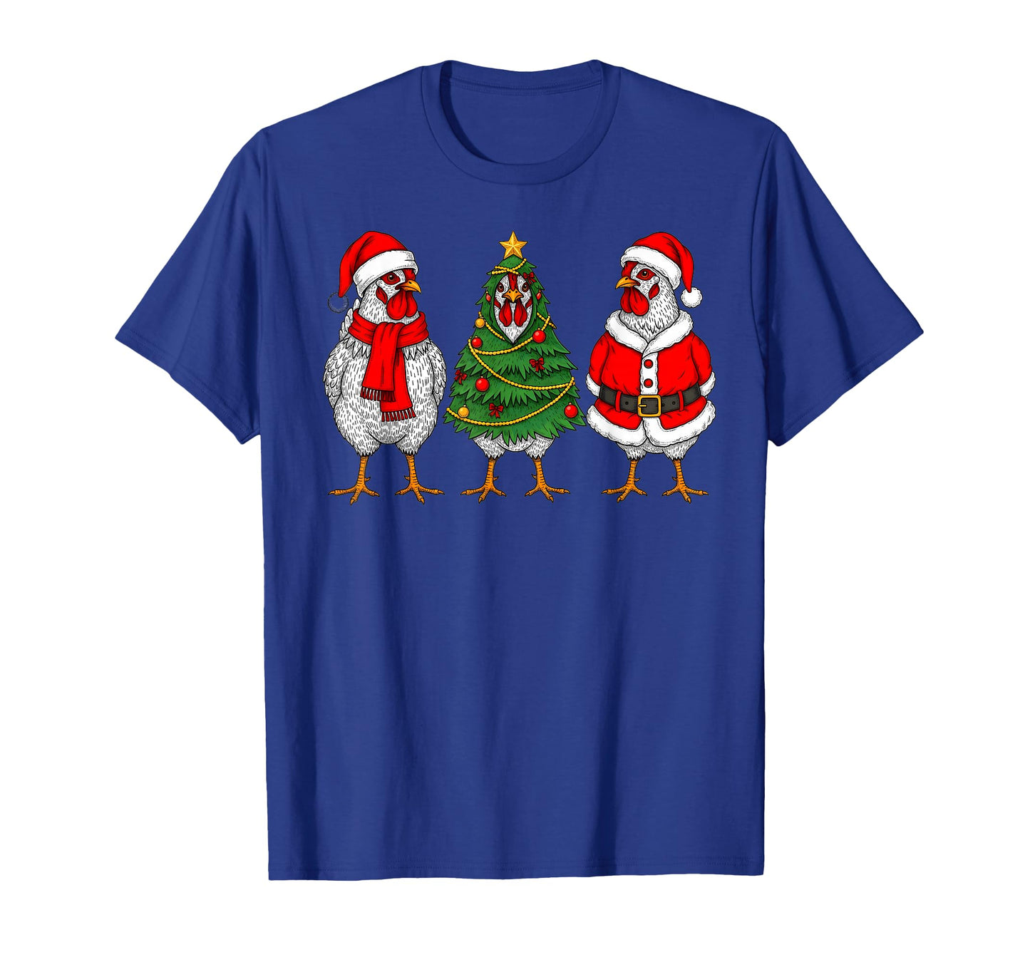 Funny Chicken Farm Christmas Lights Cute Xmas Holiday Santa T-Shirt