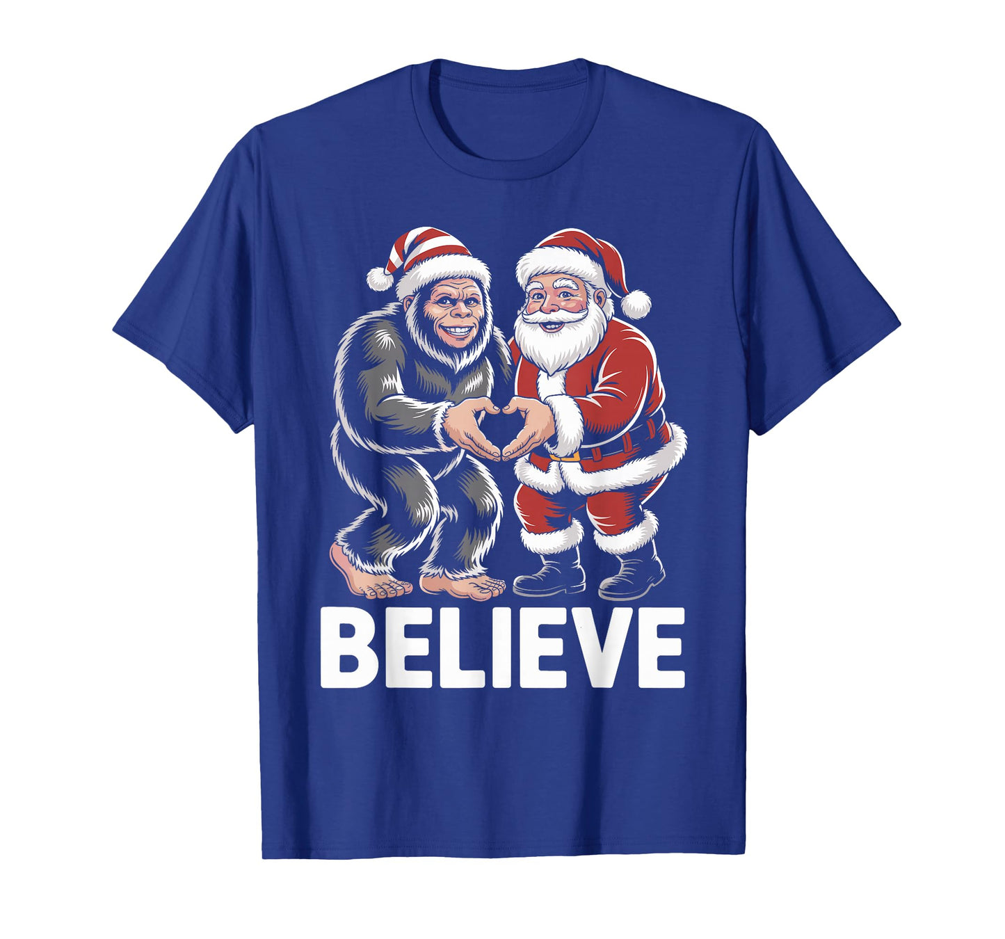 Believe Bigfoot Santa Funny Christmas T-Shirt