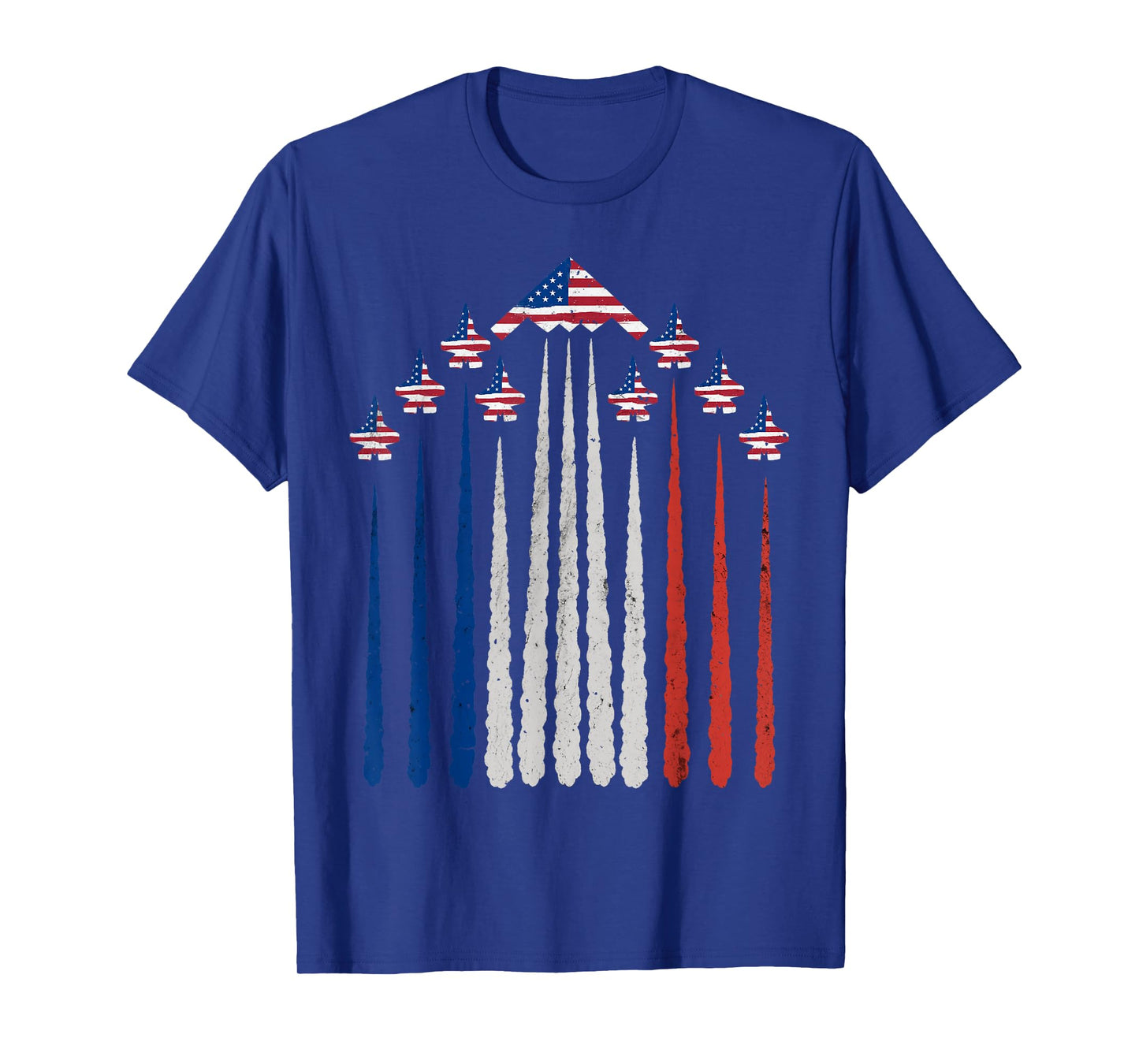 Patriotic Fighter Jets USA Flag Red White & Blue 4th of July T-Shirt