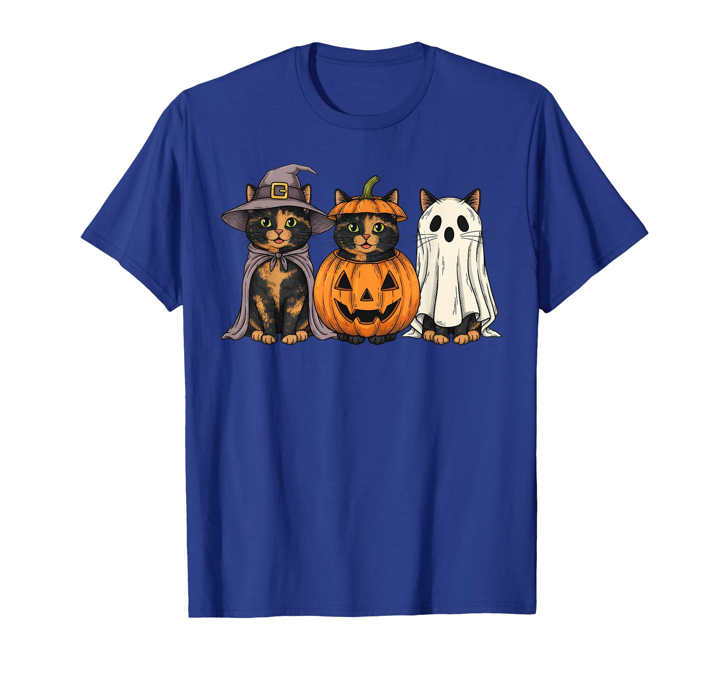 Spooky Ghost Tortoiseshell Cat Lover Pumpkin Halloween T-Shirt