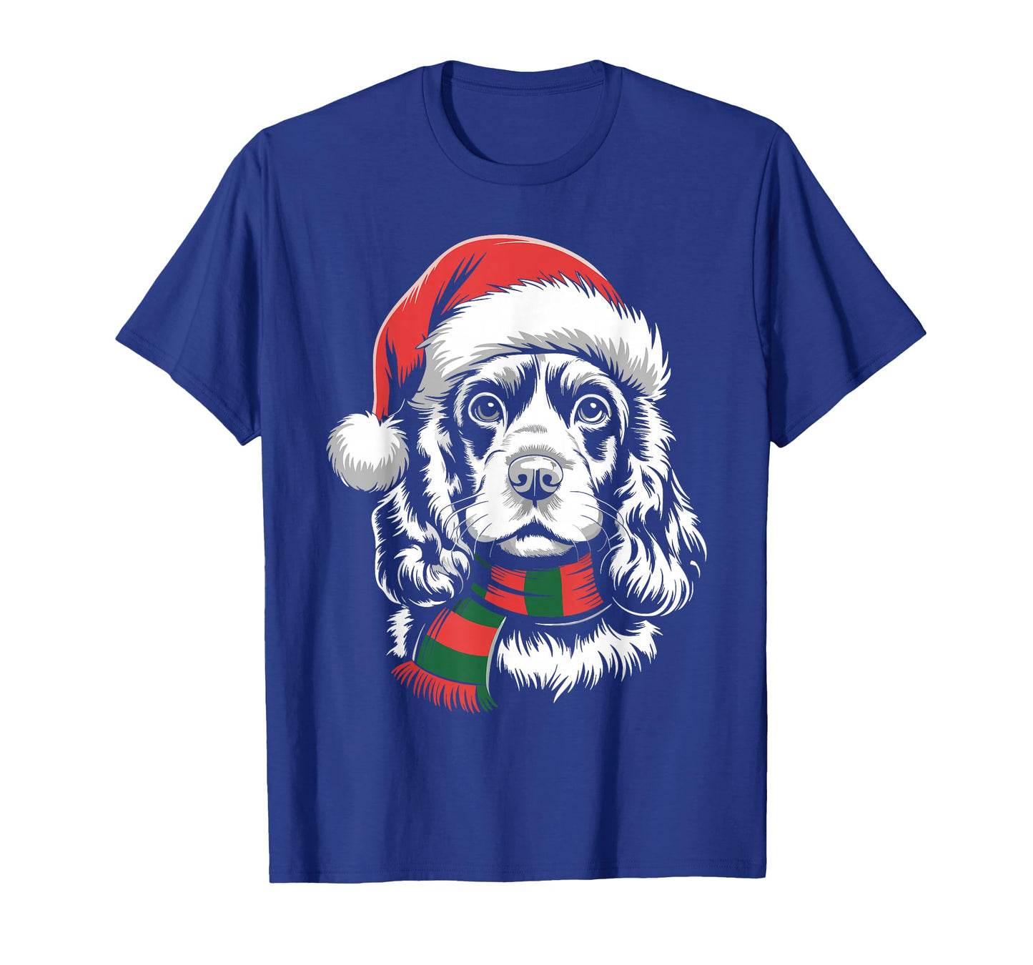 Cocker Spaniel Dog Xmas Santa Hat Scarf Christmas Costume T-Shirt