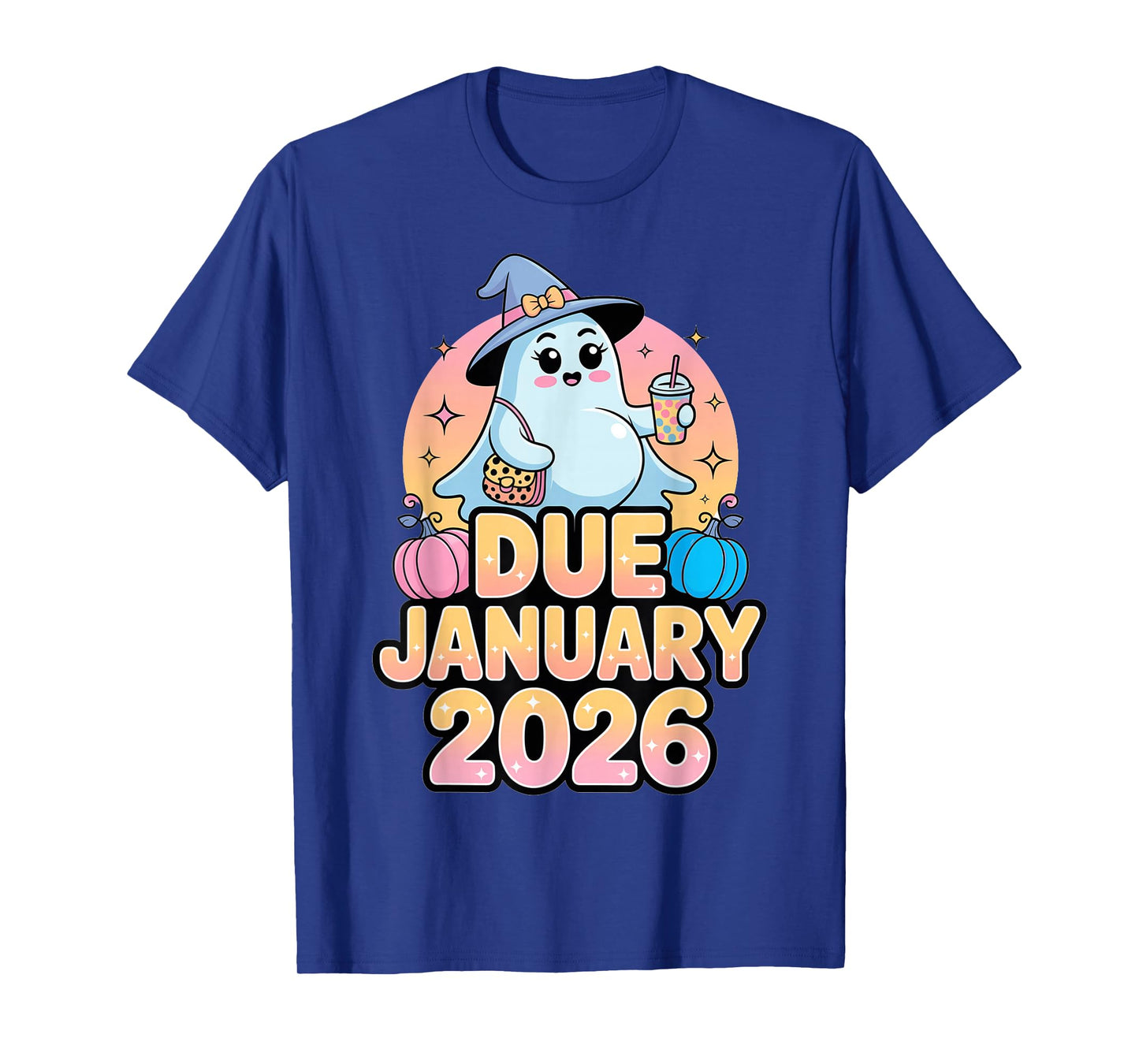 Halloween Pregnant Due January 2026 Mama Ghost Baby Mom T-Shirt