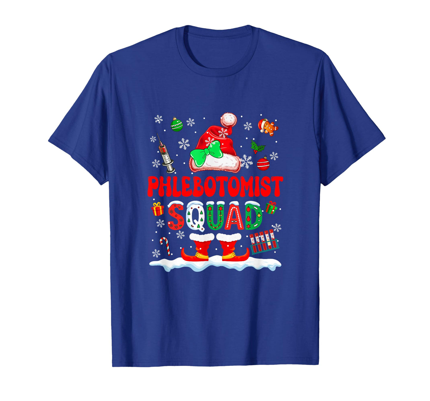 Phlebotomist Squad Women Job Christmas Santa Costume Bow Tie T-Shirt