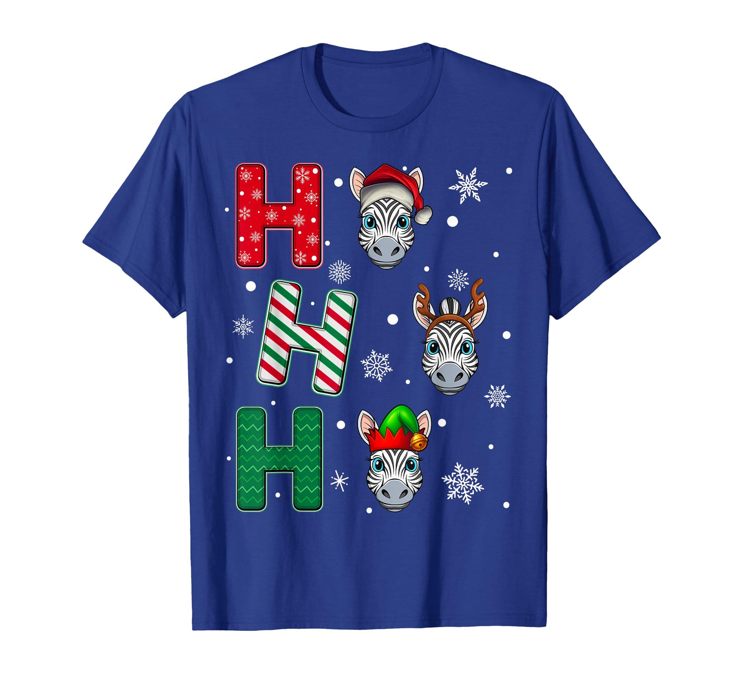 Ho Ho Ho Zebra Animal Matching Santa Elf Xmas T-Shirt