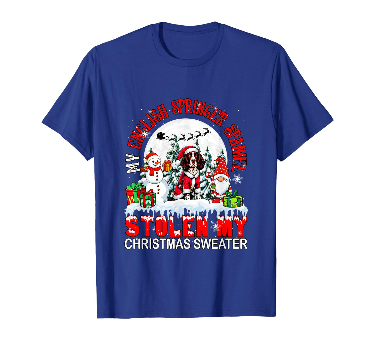 English Springer Spaniel Stolen Christmas Sweater Santa Dog T-Shirt