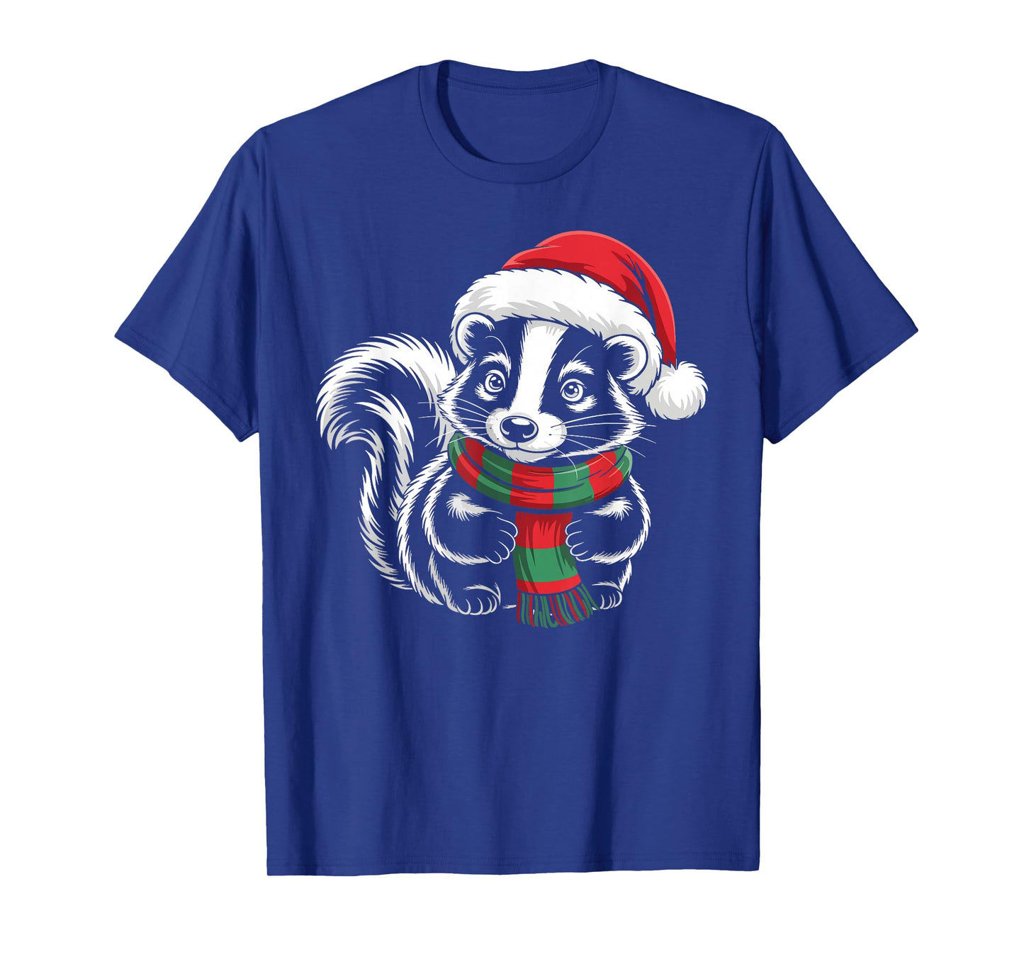 Skunk Xmas Santa Hat Scarf Christmas Costume T-Shirt