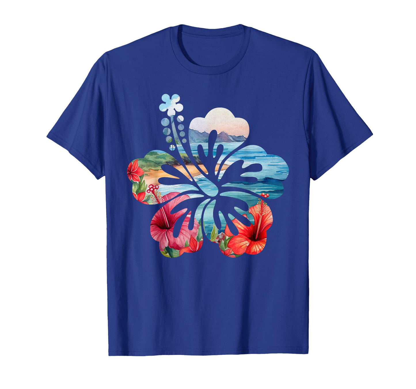 Vintage Hibiscus Flower Beach Summer Aloha Hawaiian Vacation T-Shirt