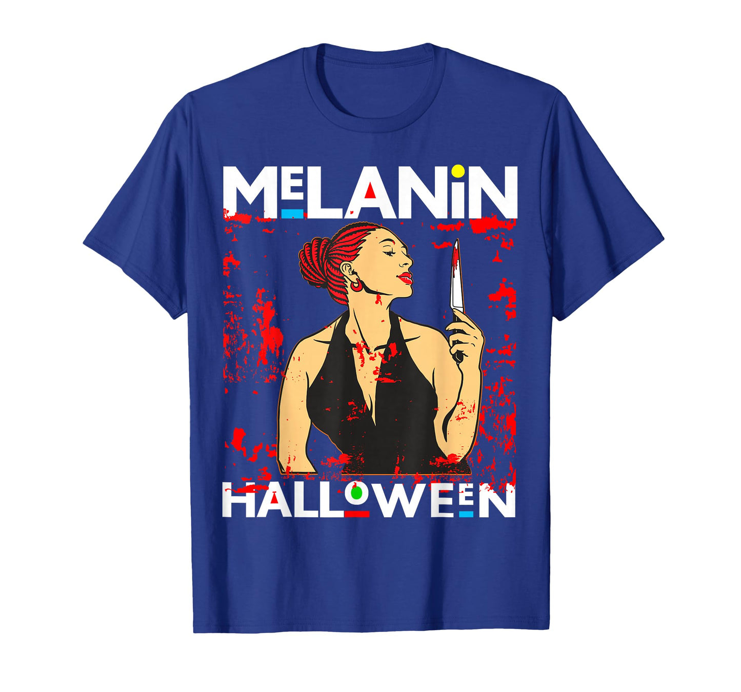 Funny Melanin Halloween Black Girl Magic Scary Blood Costume T-Shirt
