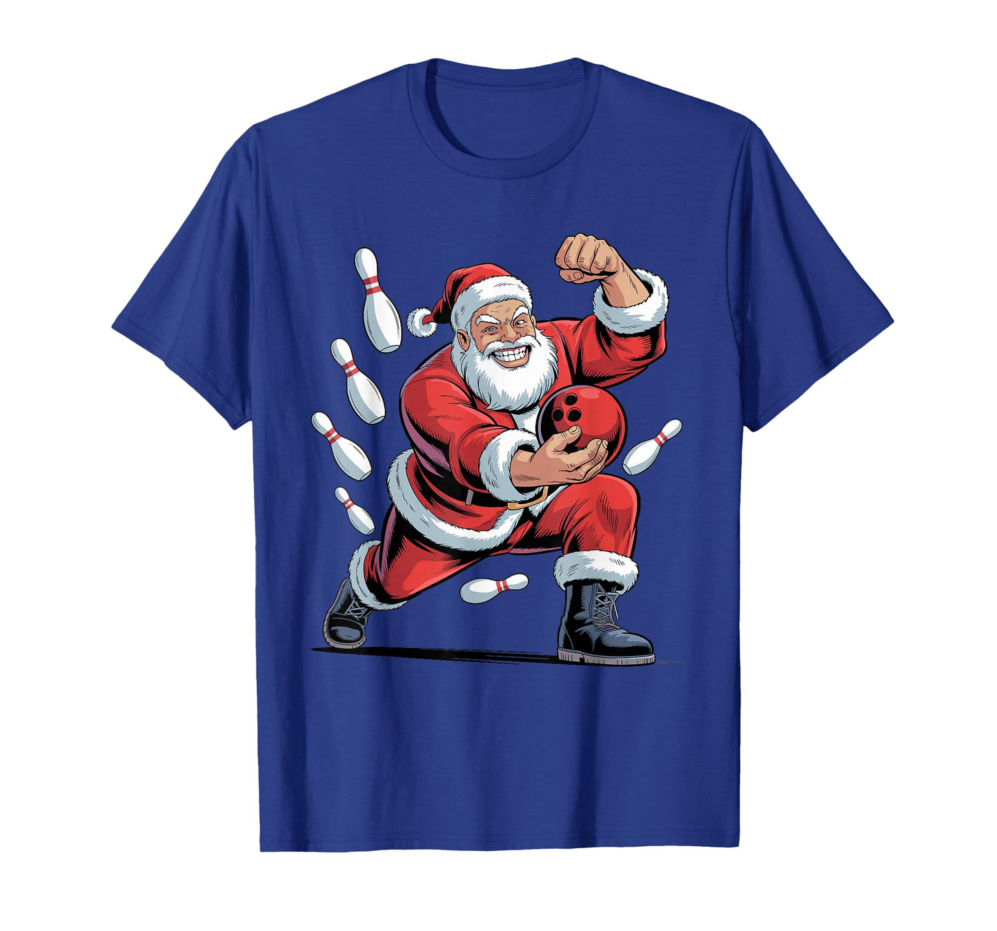 Santa Playing Bowling Funny Holiday Christmas Xmas Pajama T-Shirt