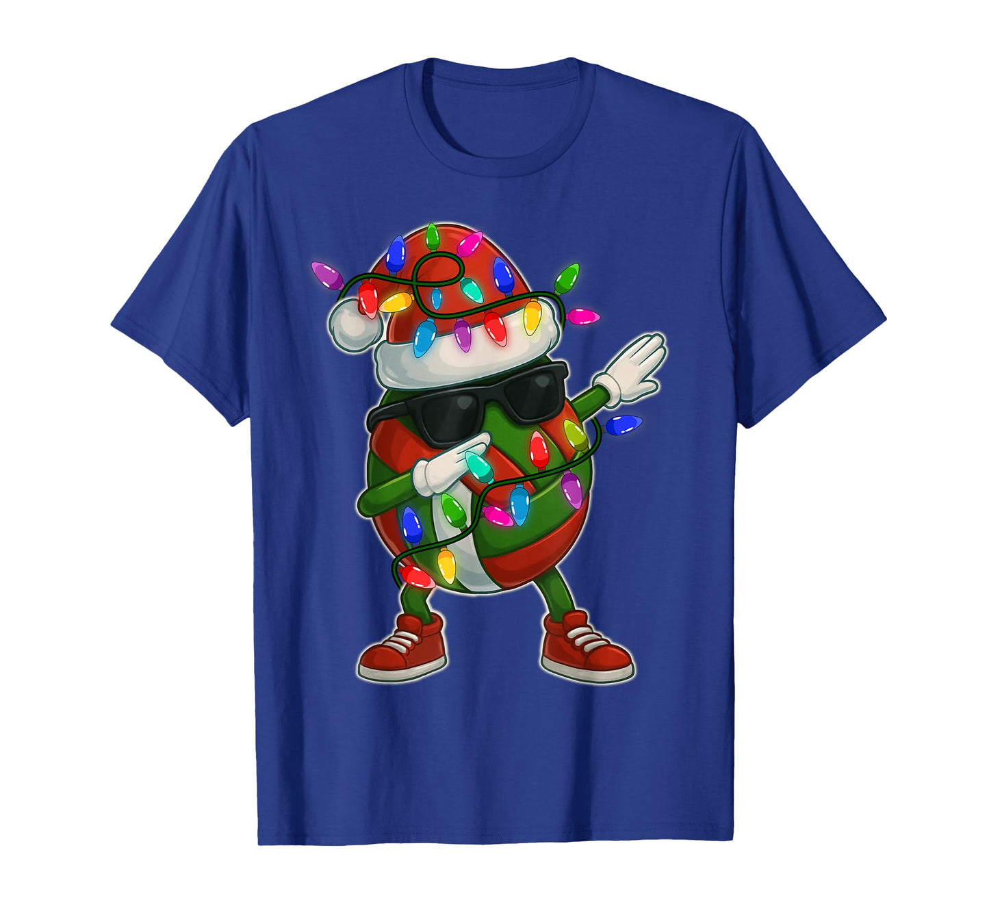 Christmas Volleyball Dabbing Lights Santa Xmas for Men Women T-Shirt