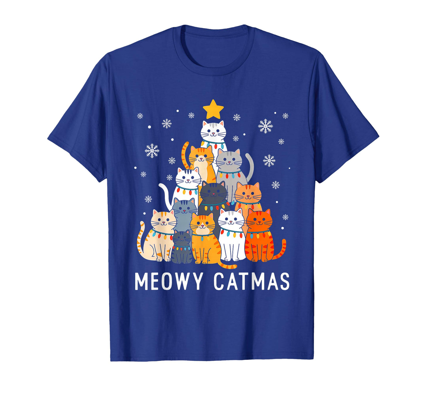 Meowy Catmas Christmas Tree Cat Santa Xmas Family Men Women T-Shirt