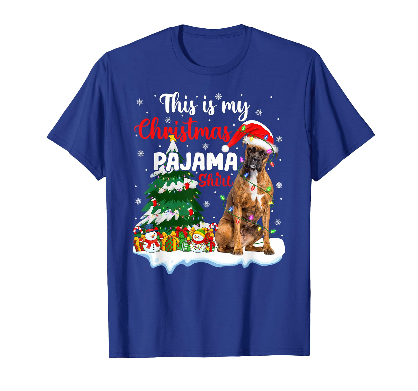 Boxer Dog Christmas Tree Lights This is My Christmas Pajamas T-Shirt