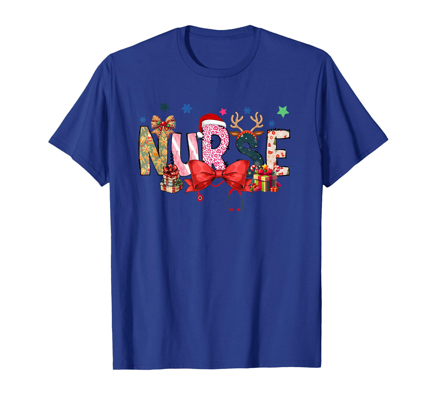 Christmas Nurse Coquette Bow Stethoscope Nursing T-Shirt