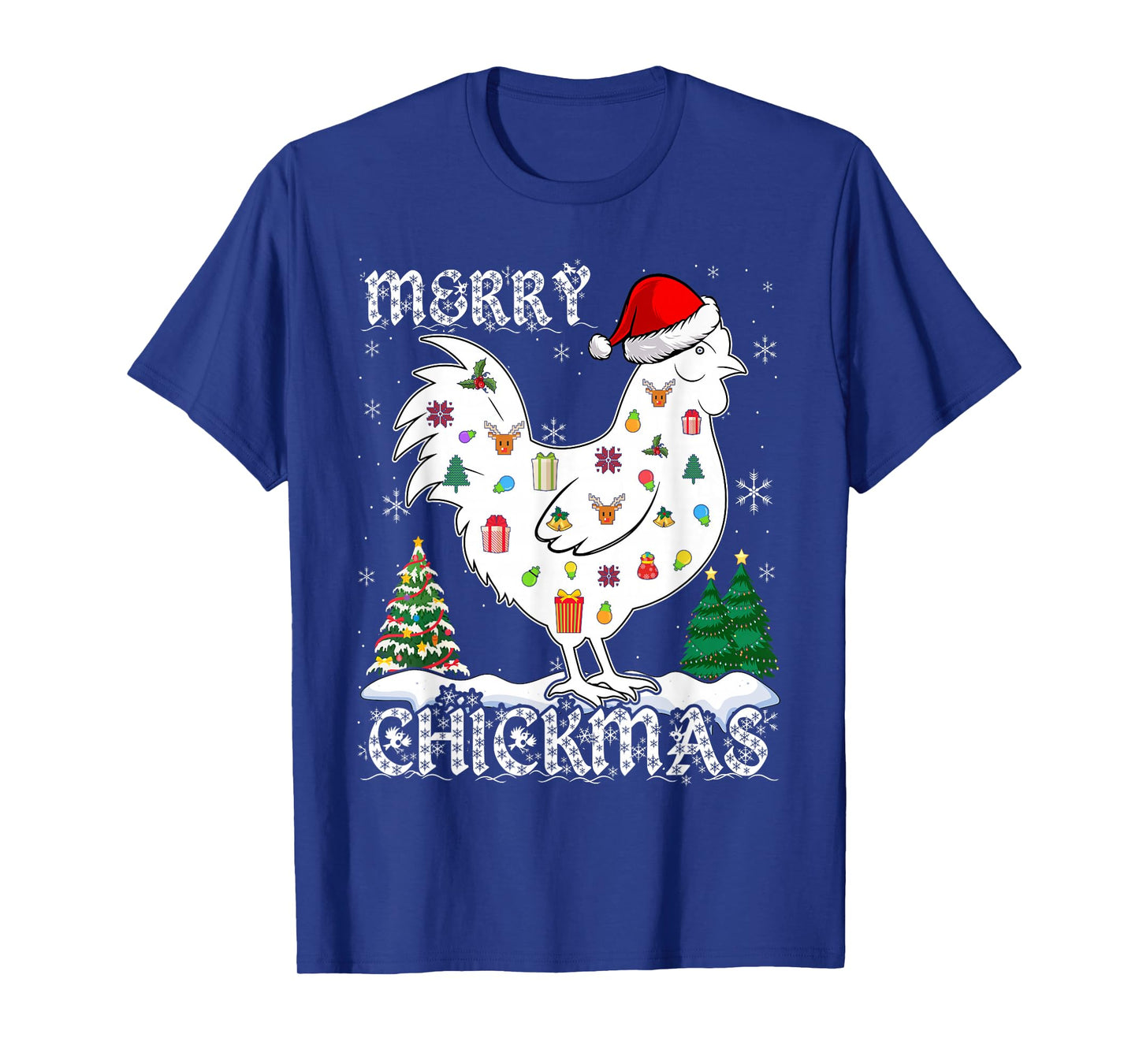 Chicken Christmas Merry Chickmas Santa Claus Hat Funny Xmas T-Shirt