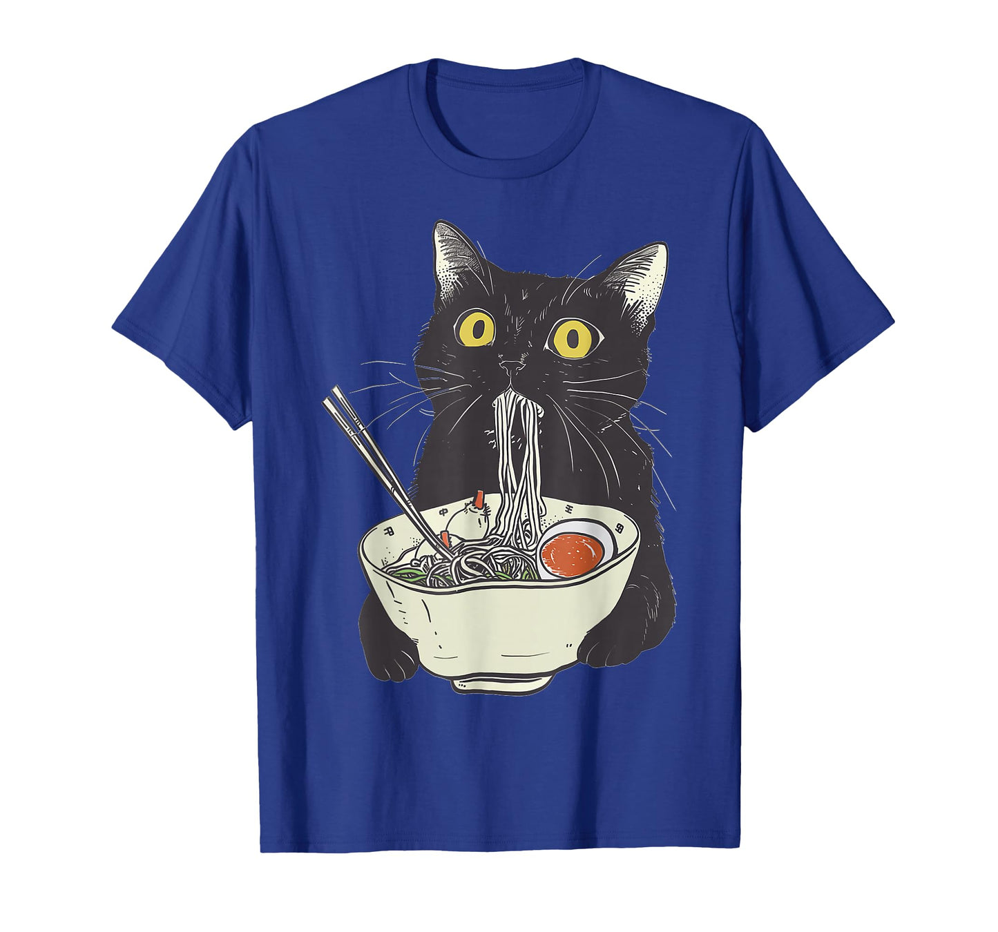 Japanese Cat Funny Cat Eating Ramen Vintage Japanese Noodles T-Shirt