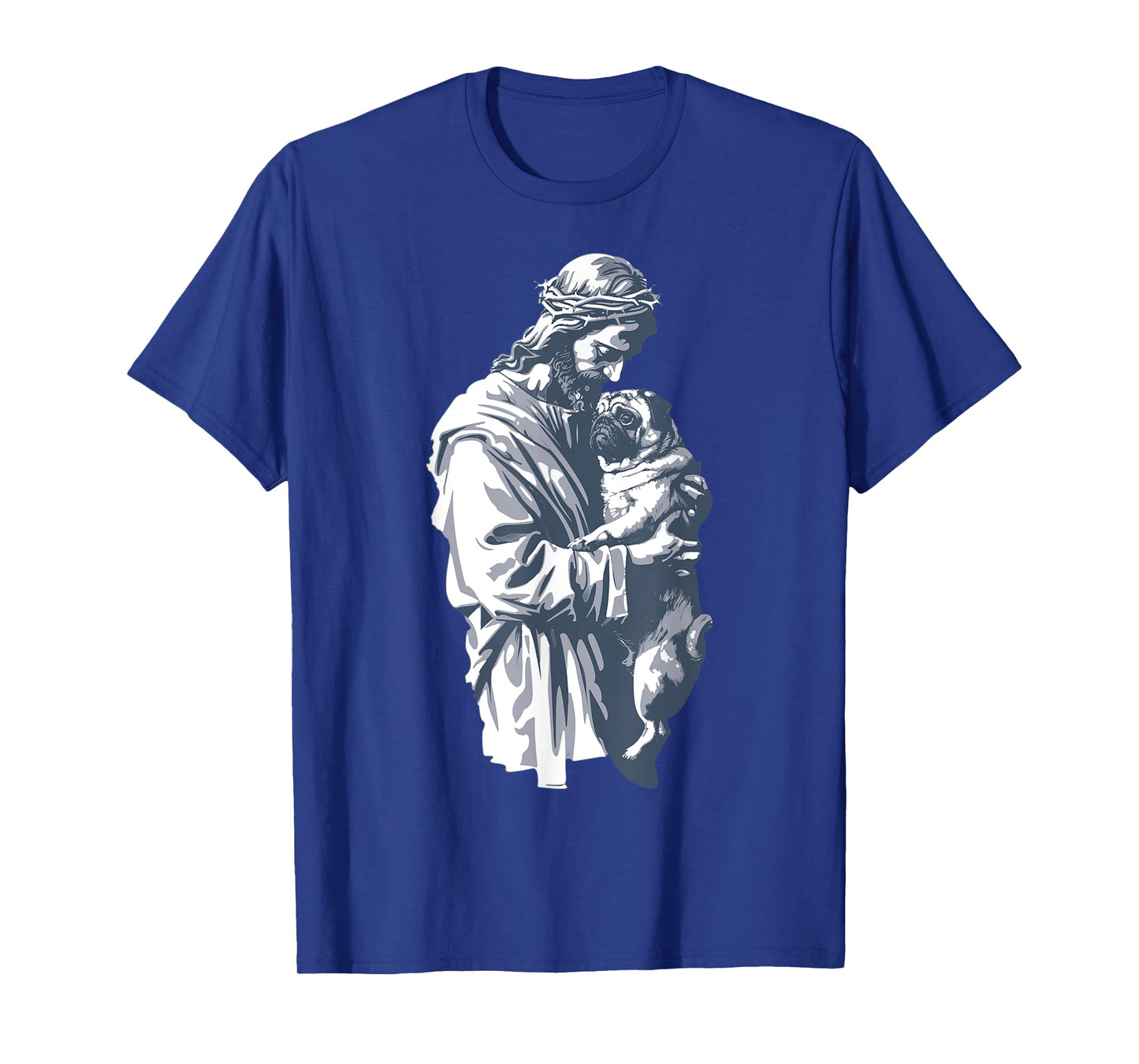 Funny Vintage Jesus Holding Cute Pug Retro 90s Christian T-Shirt