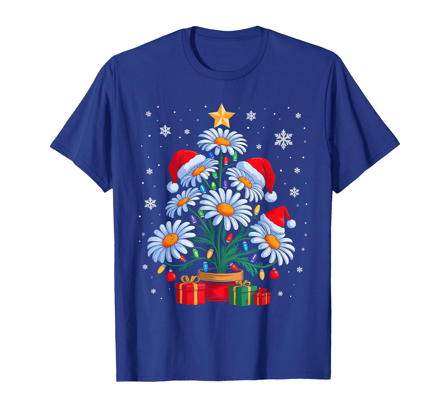 Santa Daisy Christmas Tree Xmas Lights Santa Daisy Women T-Shirt