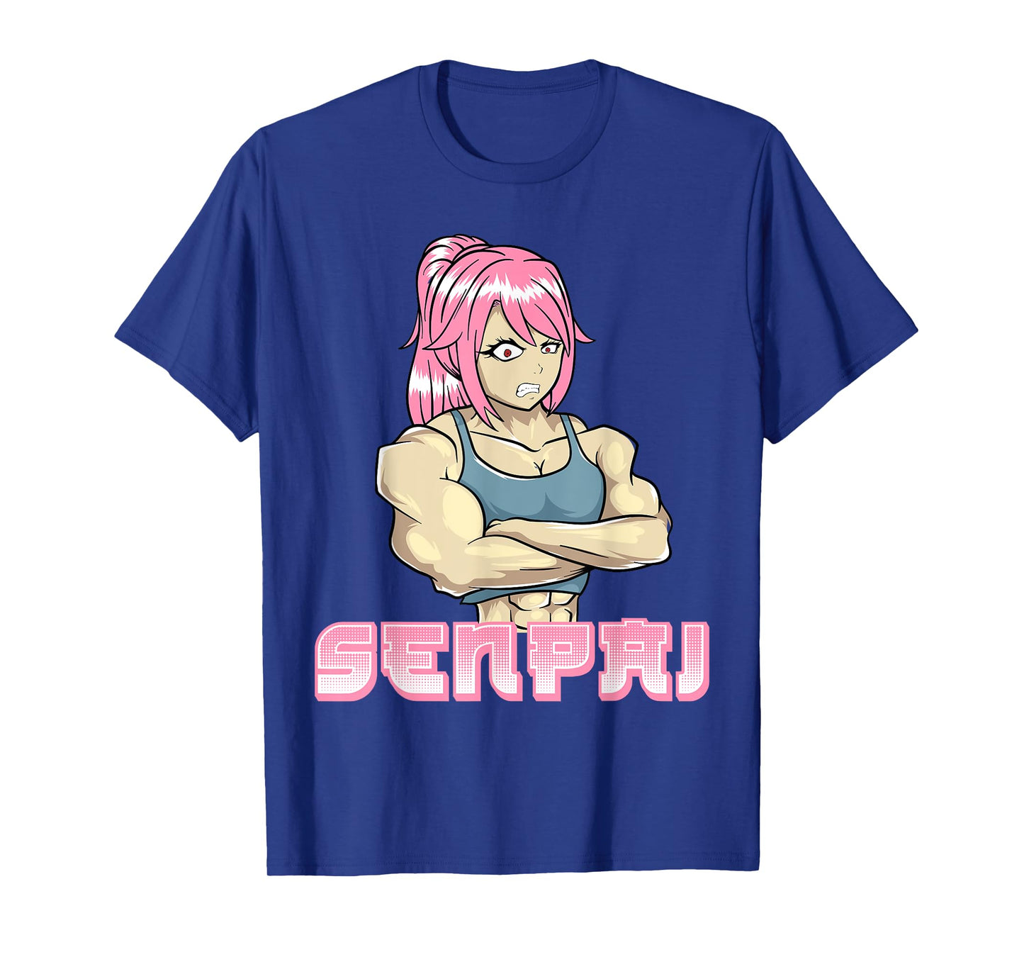 Senpai Muscle Muscular Girl Gym Workout Manga Japanese Anime T-Shirt