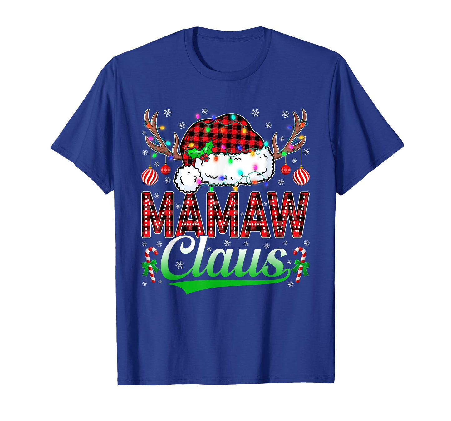 Mamaw Claus Christmas Lights Matching Family Xmas Pajama T-Shirt