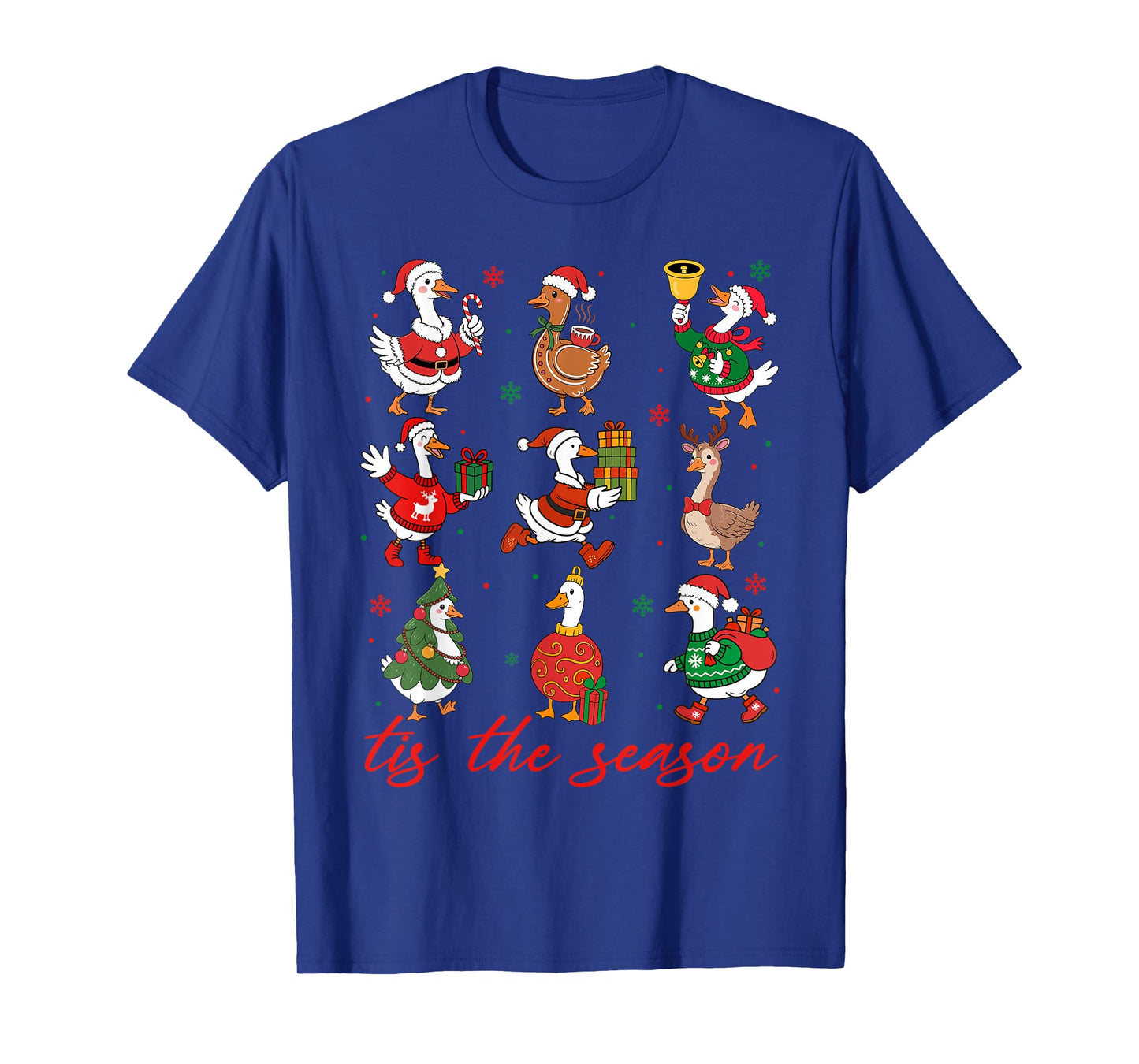 Retro Silly Goose Santa Cute Merry Christmas Tis The Season T-Shirt