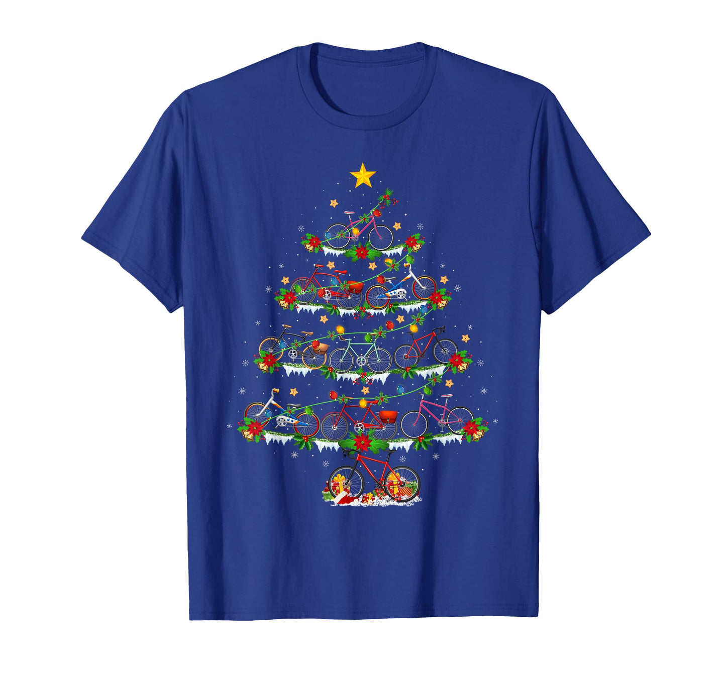 Bicycle Christmas Tree Lights Funny Bicycle Cycling Xmas T-Shirt