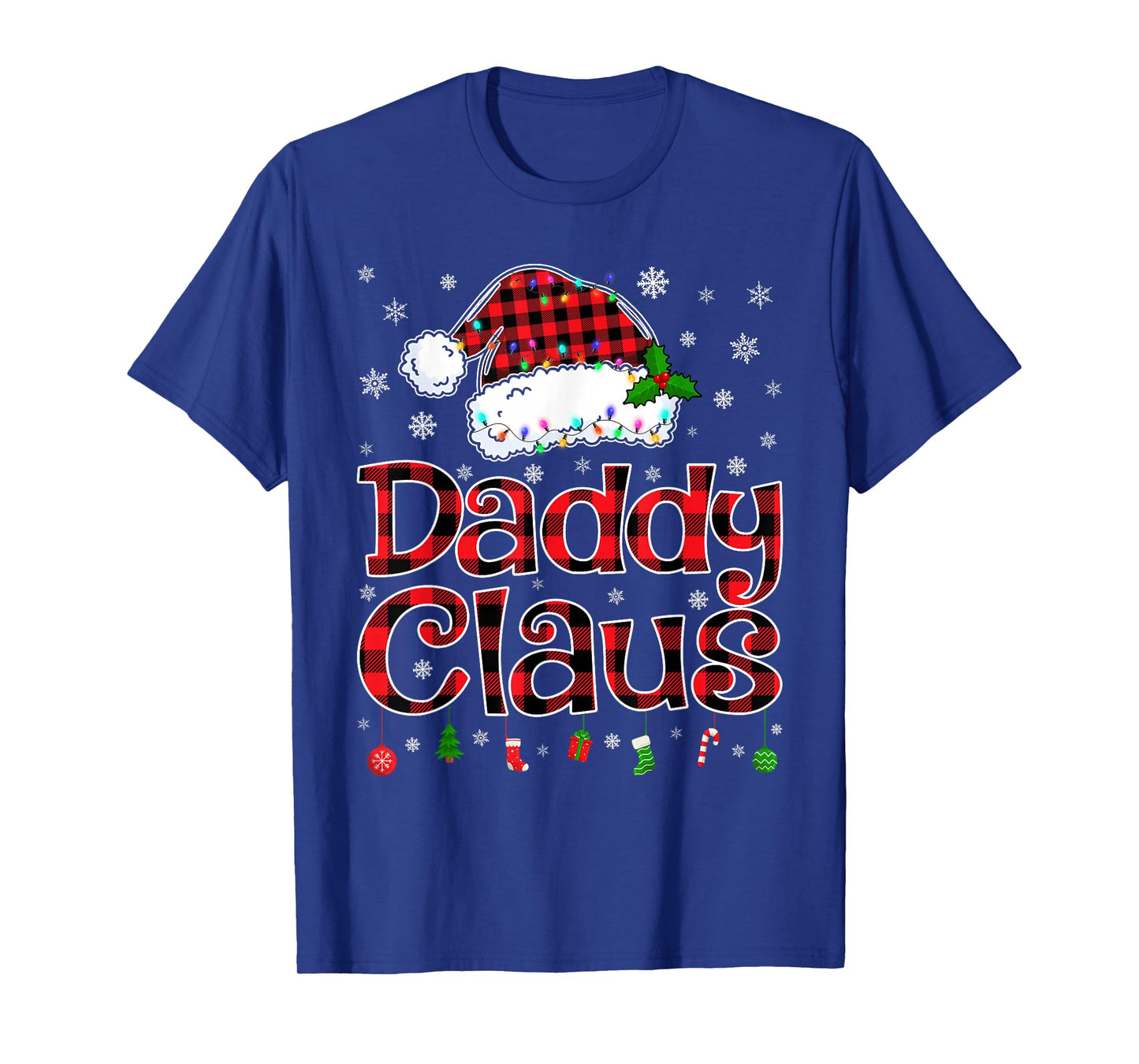 Daddy Claus Christmas Lights Xmas Pajama Matching Family T-Shirt