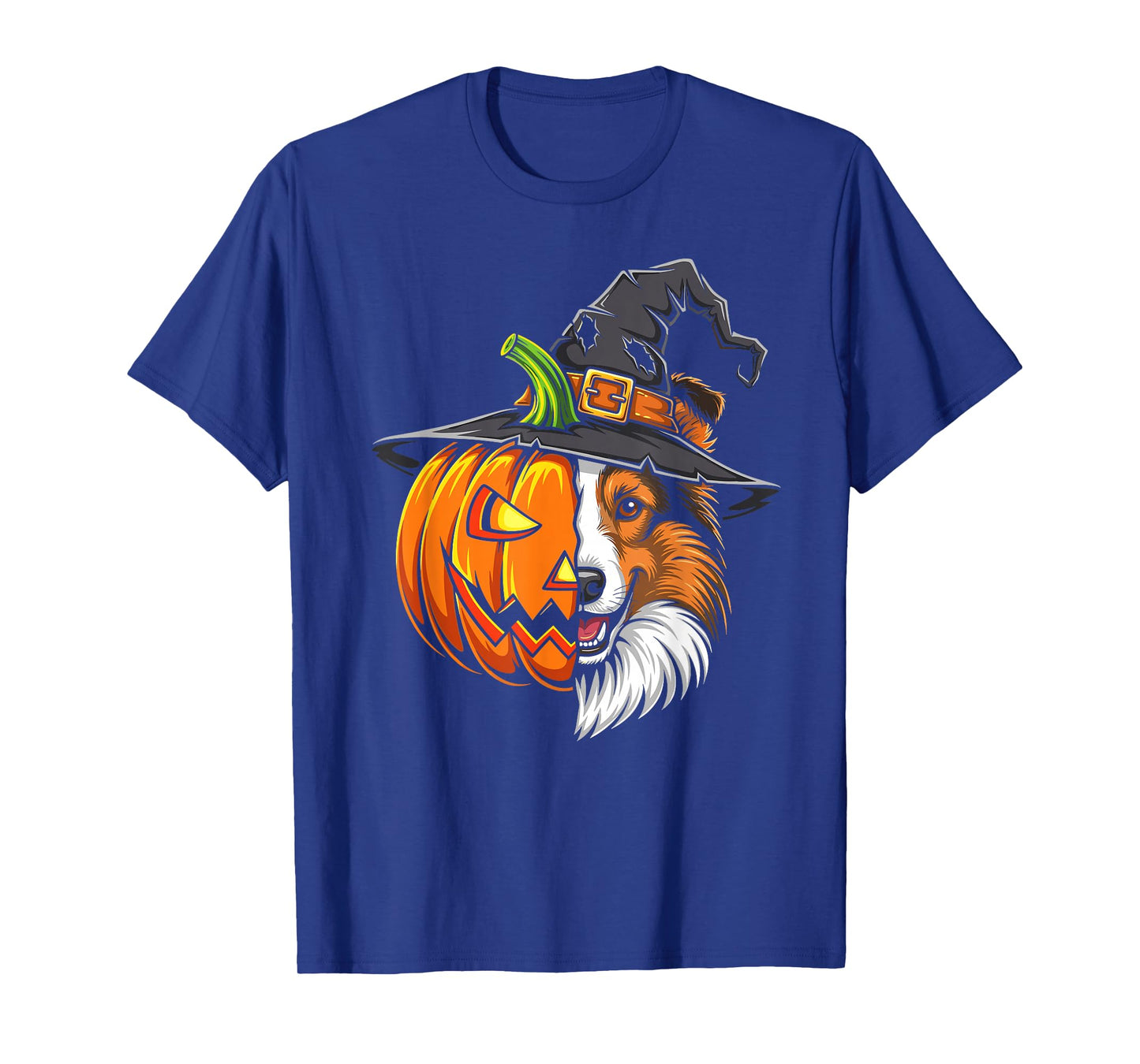 Shetland Sheepdog Pumpkin Jack O Lantern Halloween Kids Mens T-Shirt