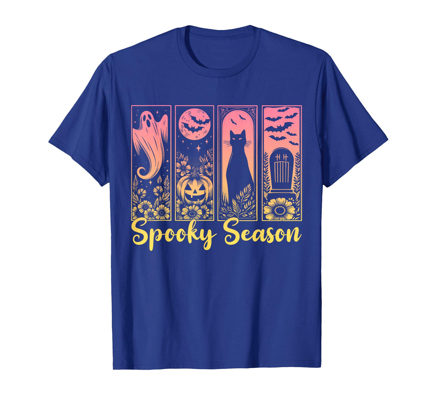 Halloween Spooky Season Horror Cat Vintage Halloween Ghost T-Shirt