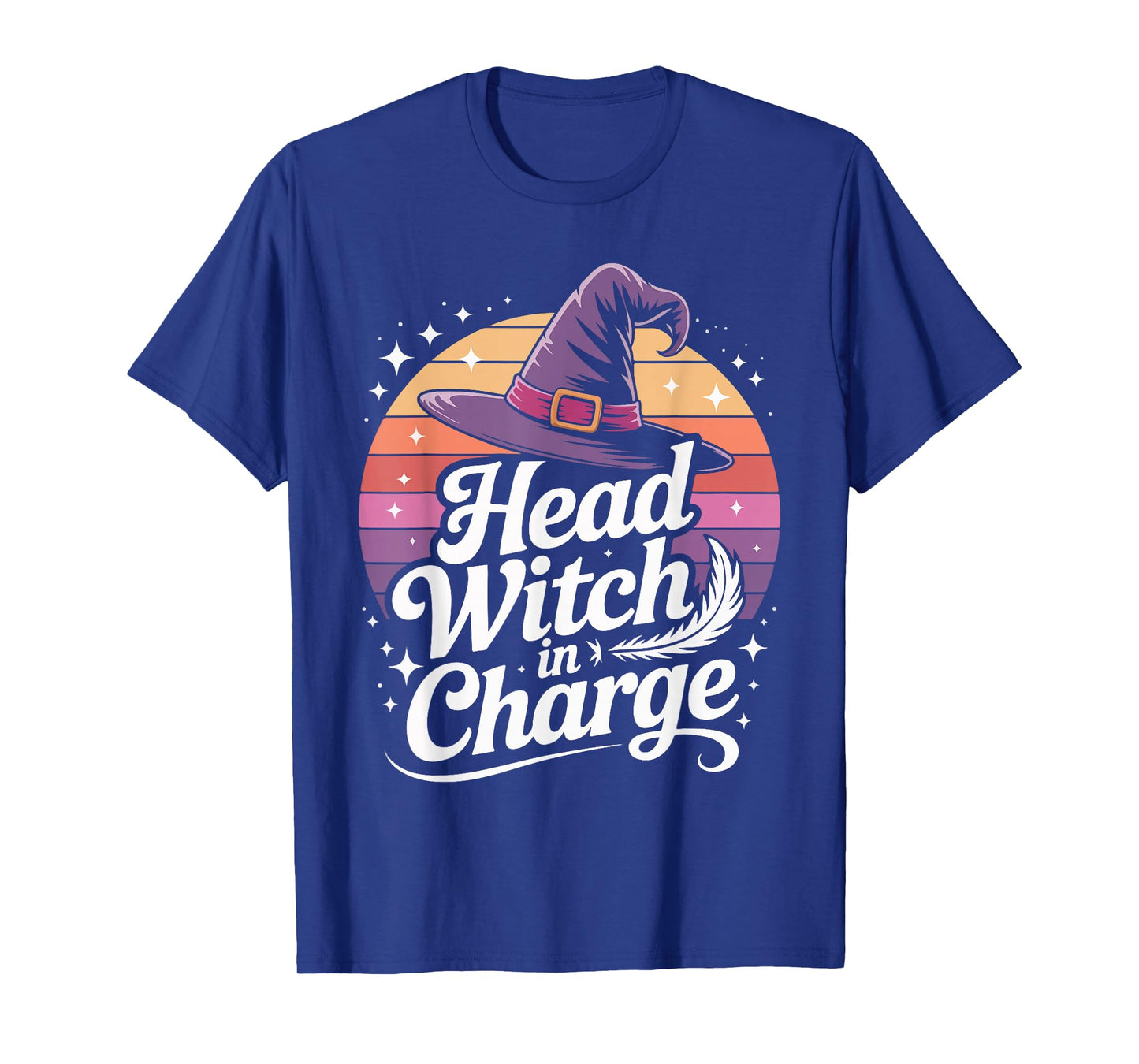 Head Witch in Charge Halloween Hat Sunset T-Shirt