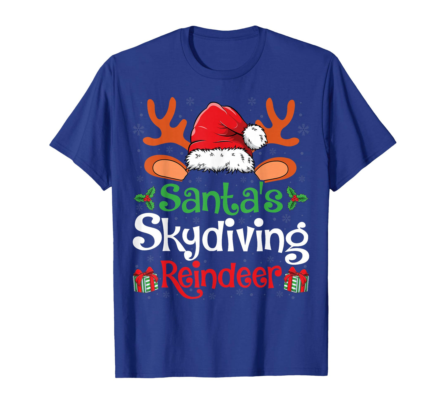 Santa's Skydiving Reindeer Christmas Day Skydiver Men Women T-Shirt