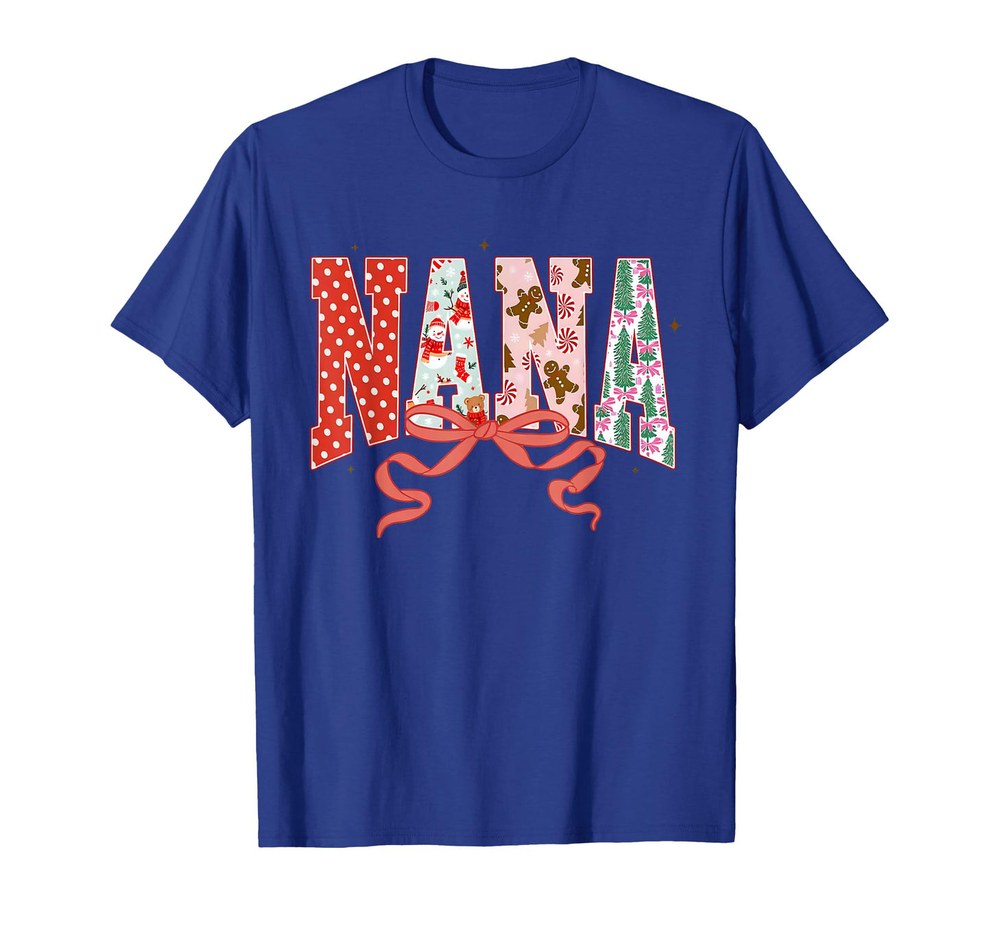 Nana Cute Pink Coquette Bow Christmas Matching Family Xmas T-Shirt