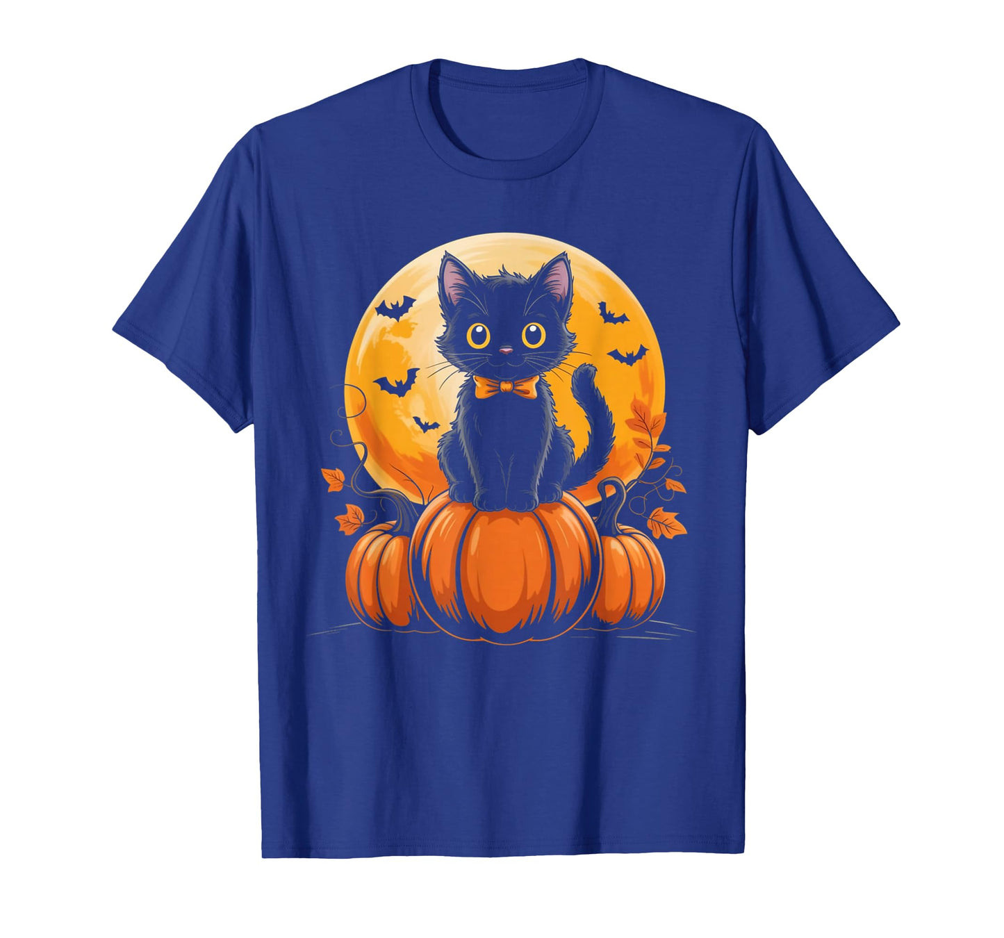 Retro Black Cat Pumpkin Halloween Costume Fall Autumn Gifts T-Shirt