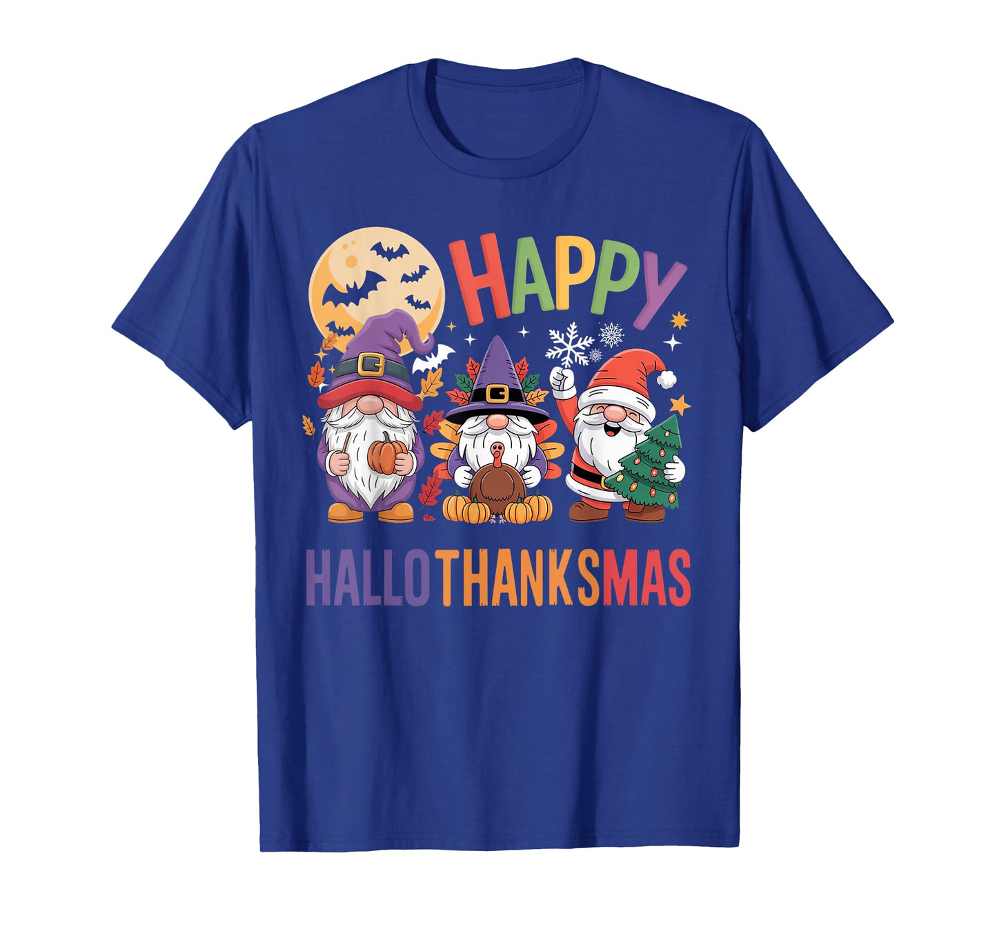 Happy Hallothanksmas Gnomes Lover Halloween Merry Christmas T-Shirt