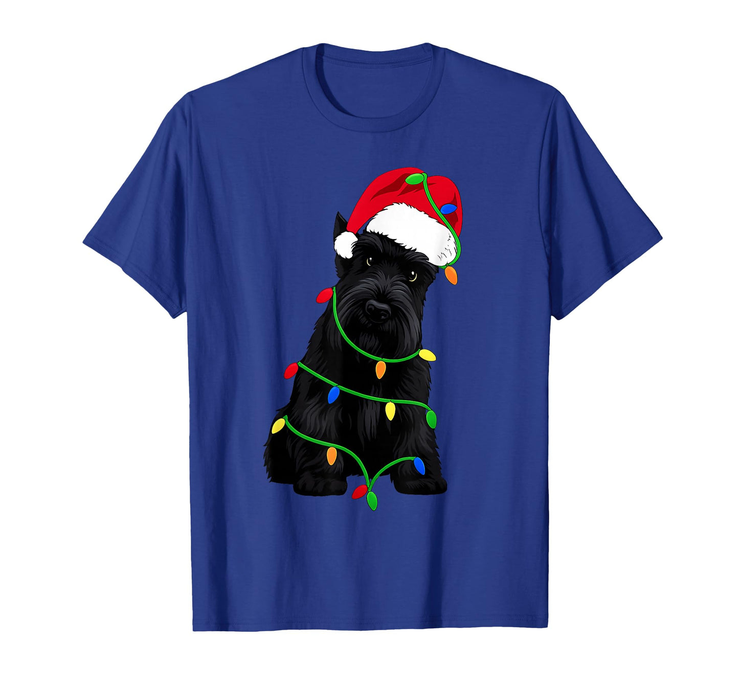 Scottish Terrier Christmas Tree Lights Holiday Dog Lover T-Shirt
