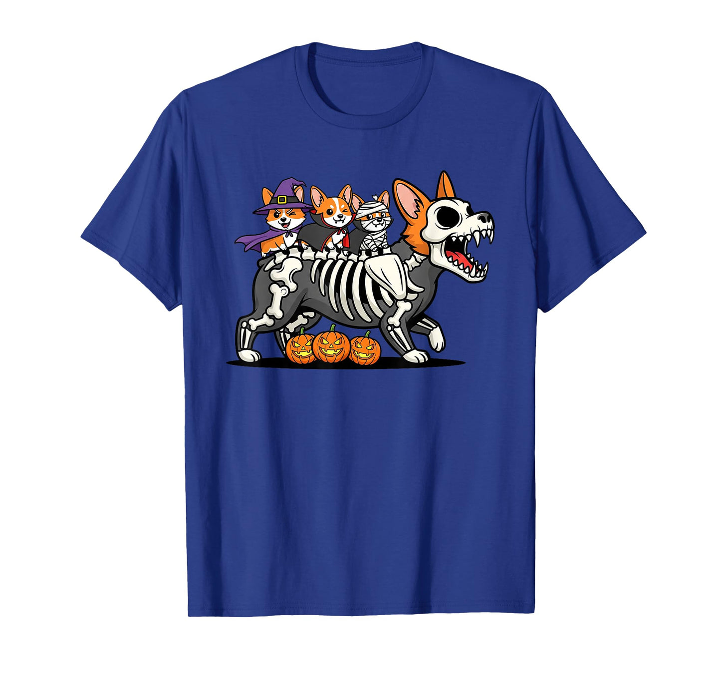 Funny Corgi Skeleton Mummy Witch Halloween Kids Mens Womens T-Shirt