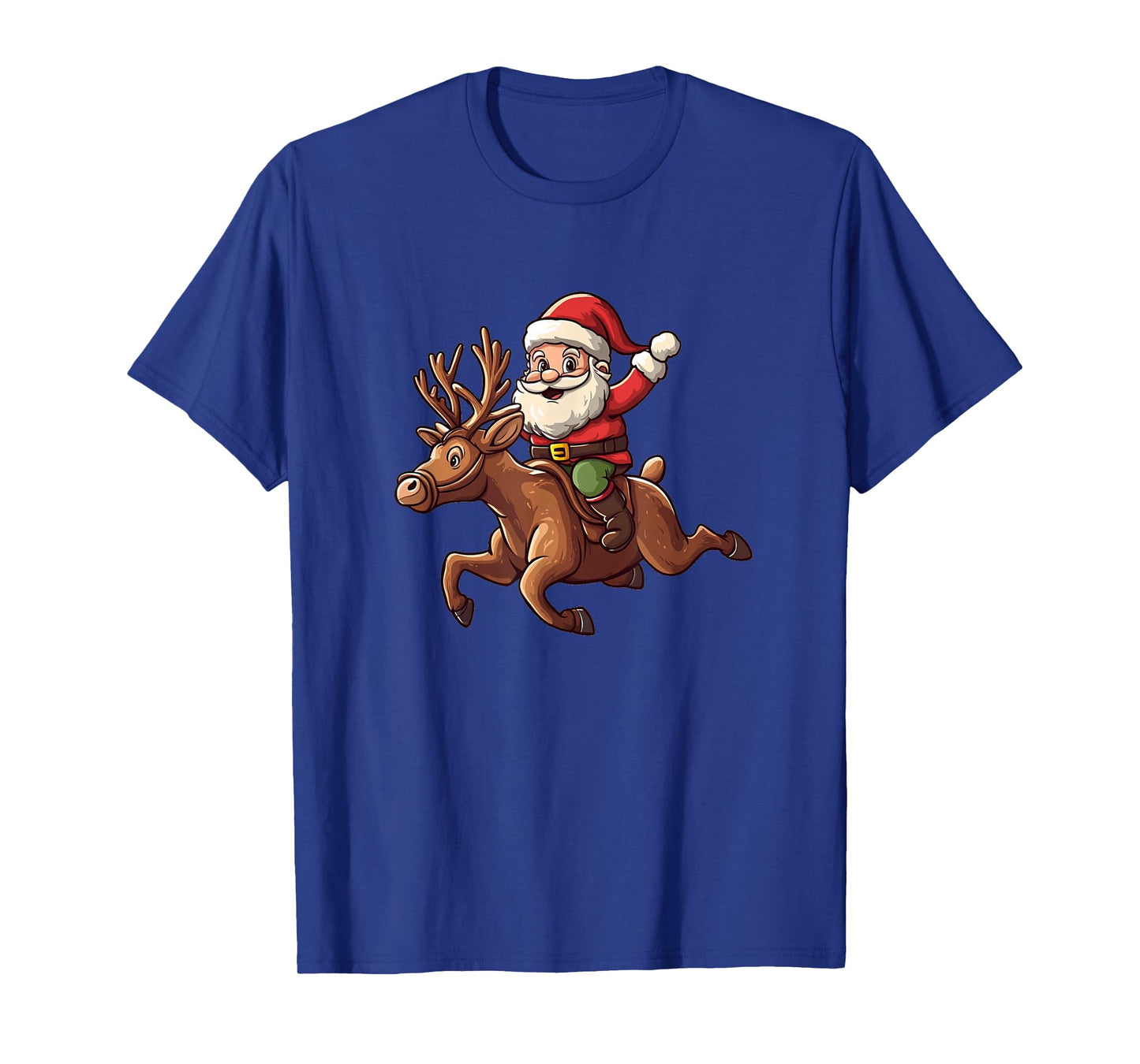 Festive Santa Claus Saddles Up on a Pretty Reindeer T-Shirt