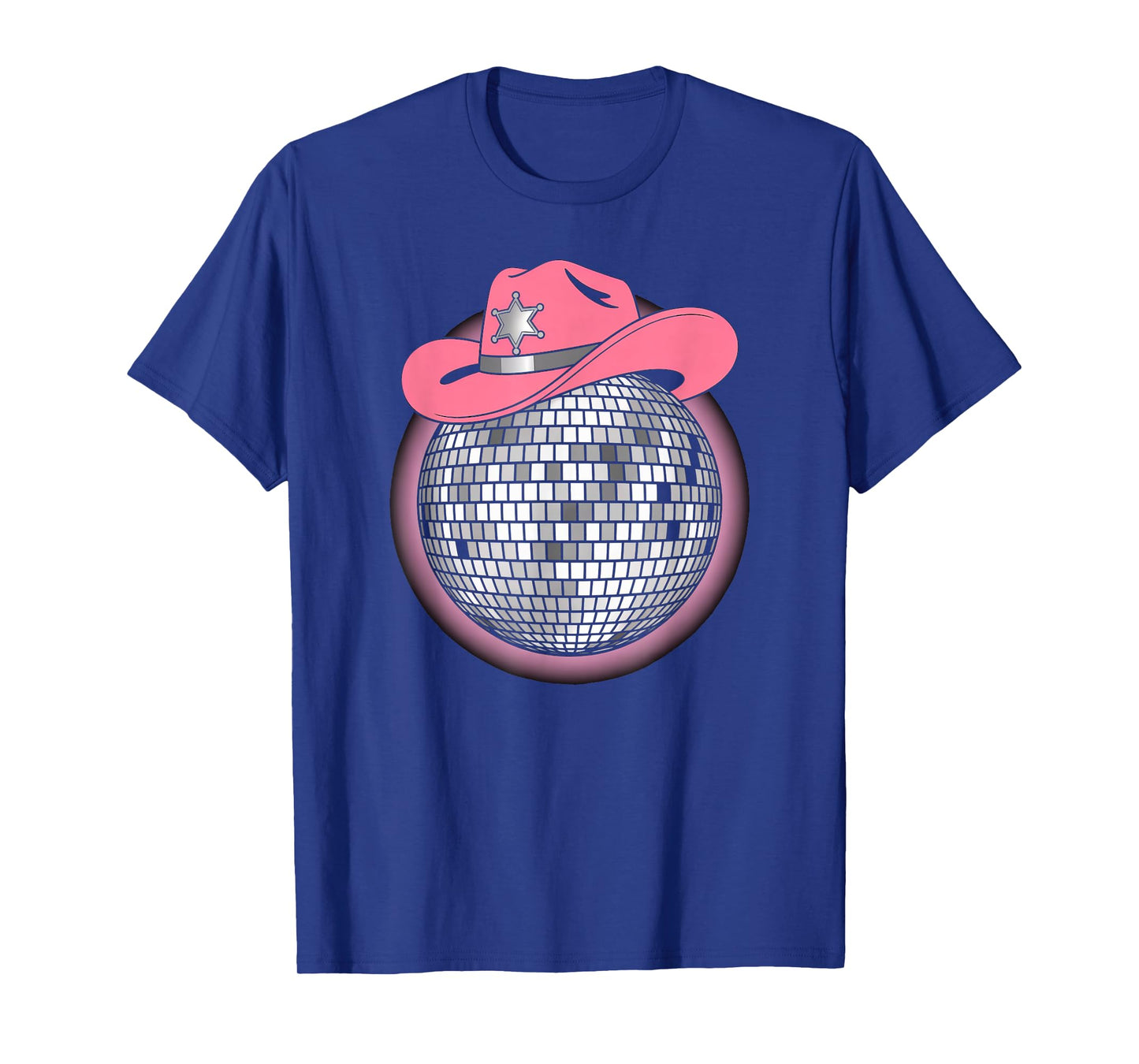 disco ball vintage pink cowboy hat discoball party woman T-Shirt