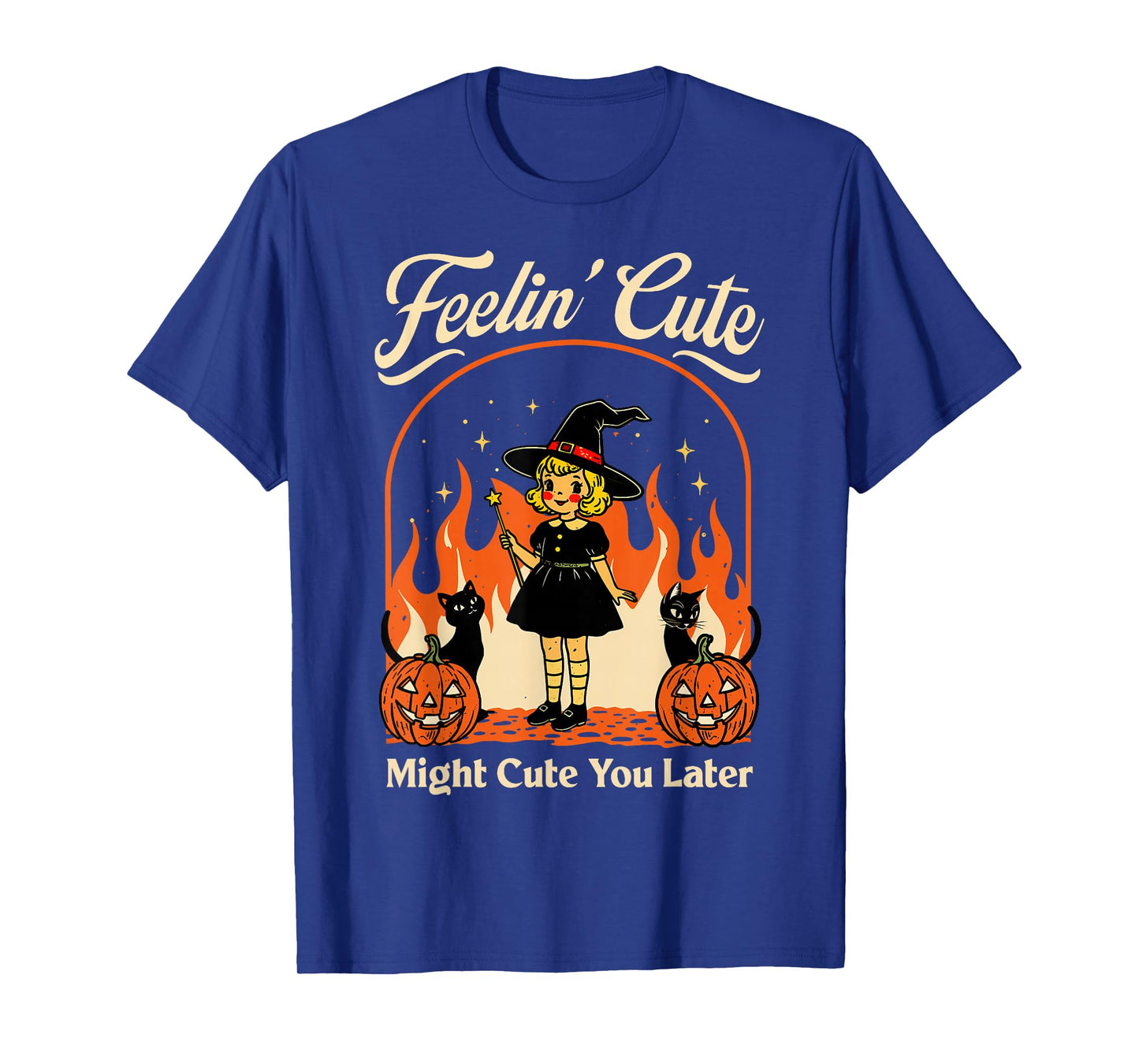 Feeling’s Cute Might Curse You Later Halloween Black Cat T-Shirt