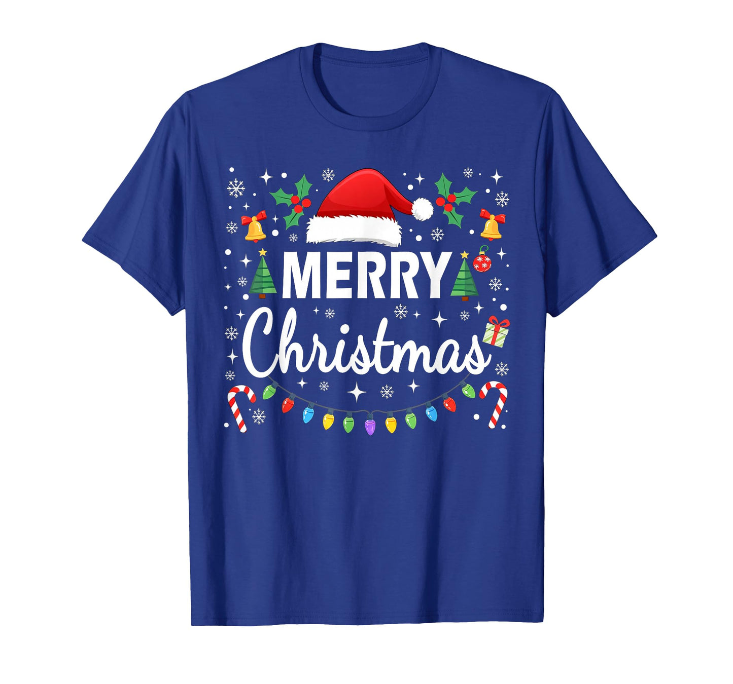 Merry Christmas Red Santa Hat Xmas Lights Men Women Kids T-Shirt