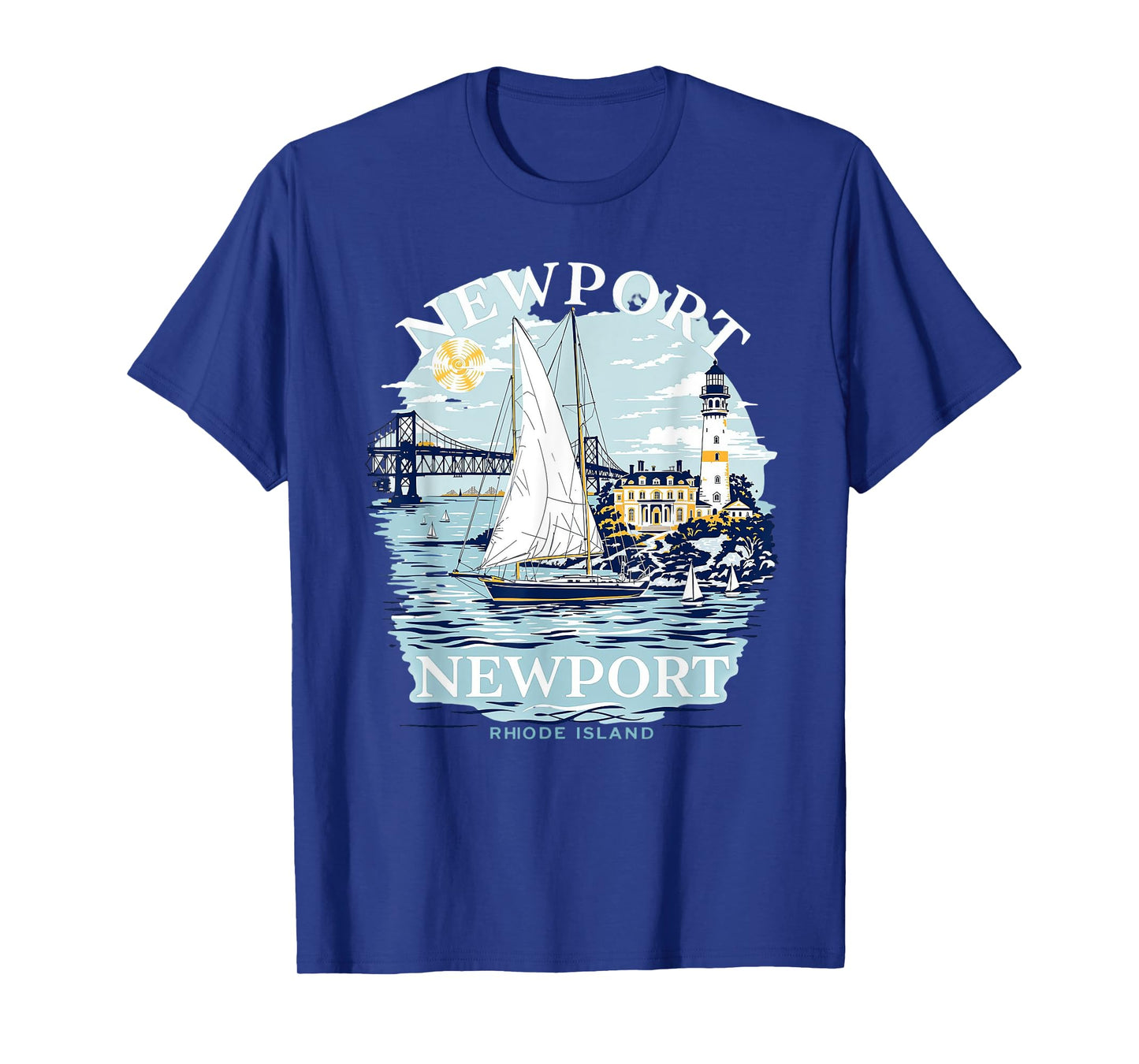 Vintage Newport Rhode Island Sunset Coastal Cityscape T-Shirt