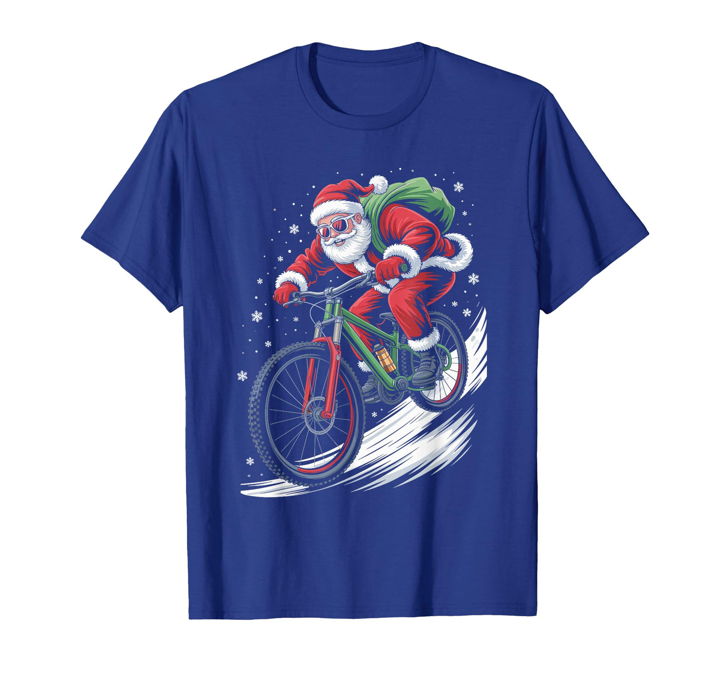 Santa Claus Mountain Bike Ugly Christmas Sweater MTB T-Shirt