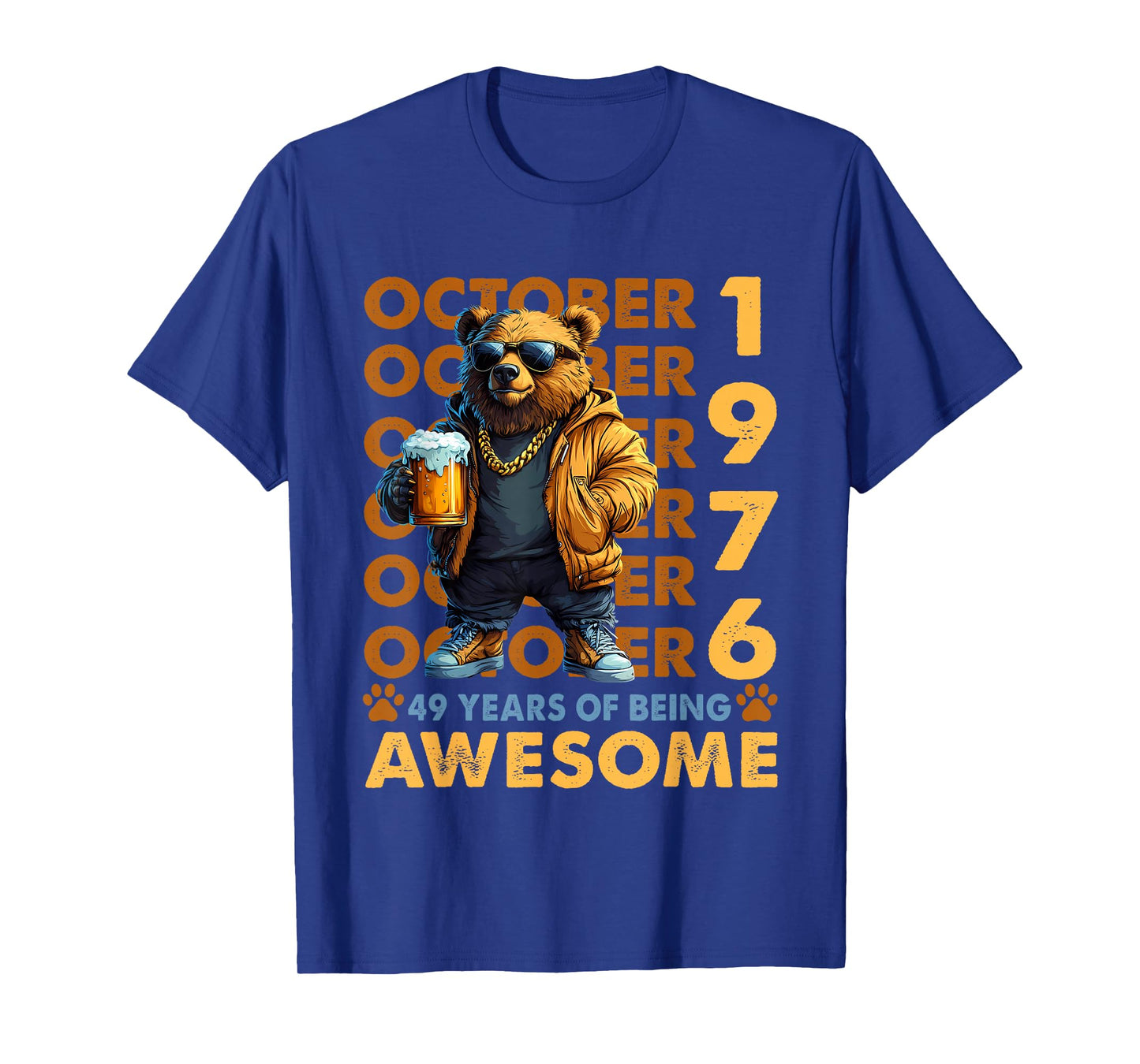 49th Birthday Bear Legends October 1976 49 Years Old Mens T-Shirt