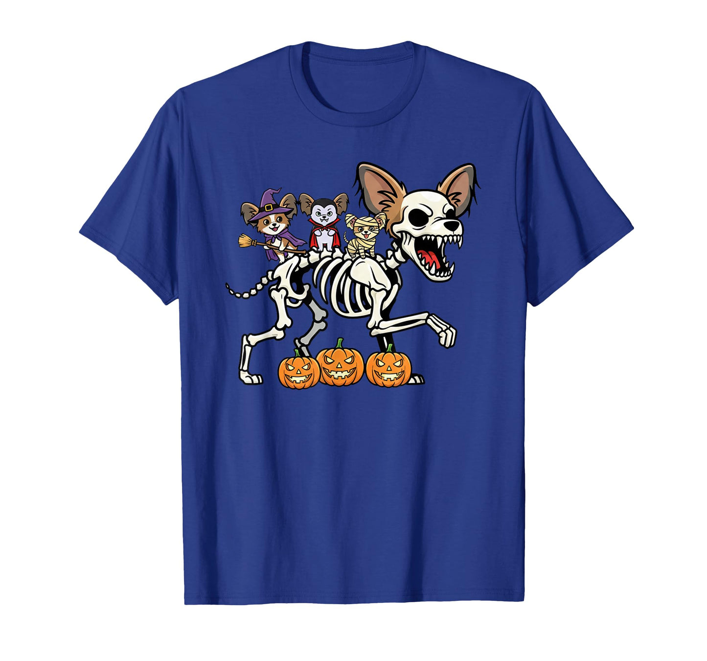 Papillon Dog Skeleton Mummy Witch Halloween Kids Mens Womens T-Shirt