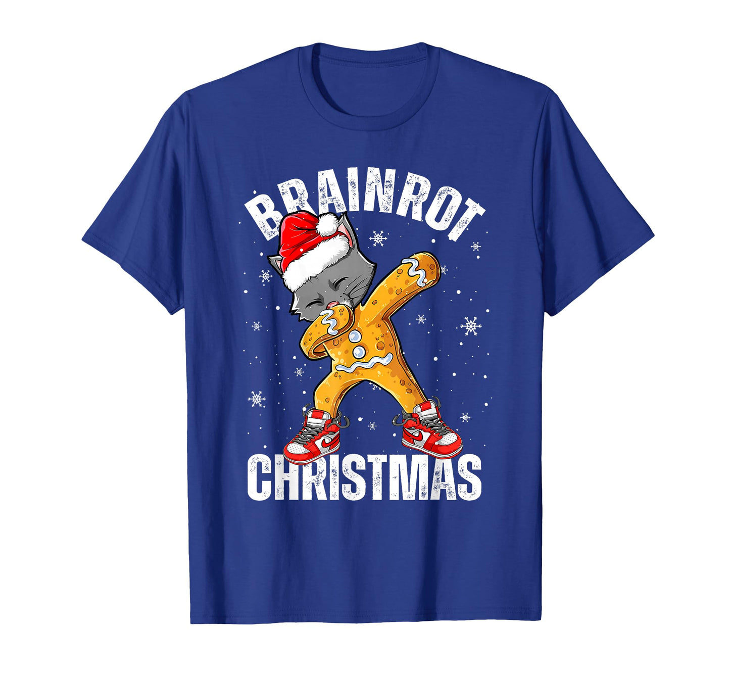 Brainrot Christmas Dabbing Gingerbread Cat Snowflake Holiday T-Shirt