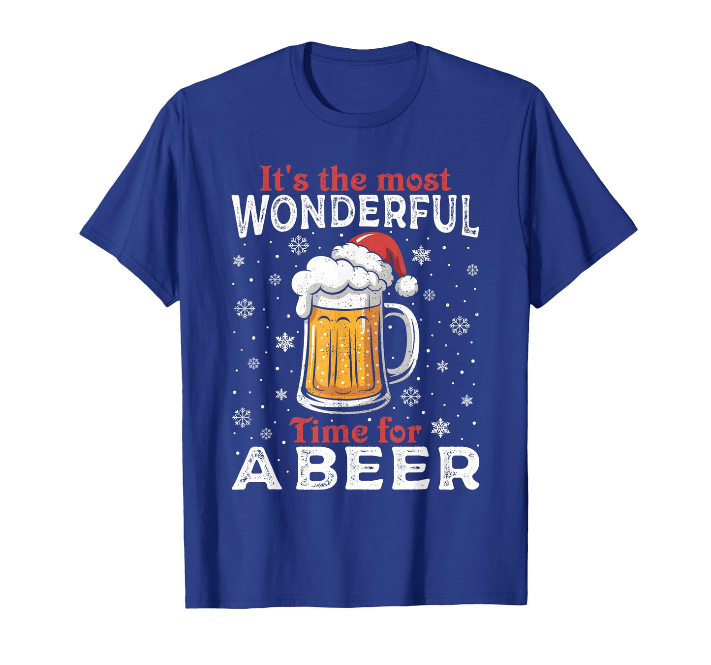 Funny Christmas Pajama Outfit Men Women Beer Mug Santa Hat T-Shirt